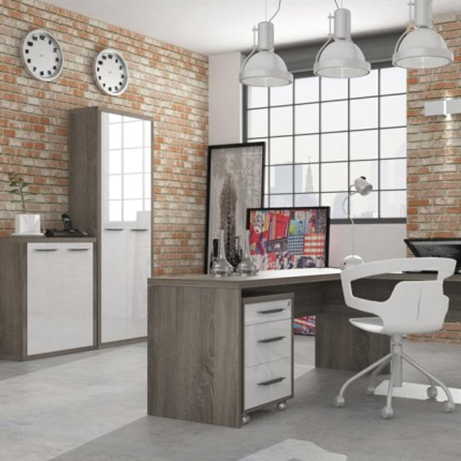 Libreria larga con 2 ante e 2 cassetti in legno da ufficio e cameretta arredamento "Made in Italy" in Librerie Decor Space - Altamura, commercioVirtuoso.it