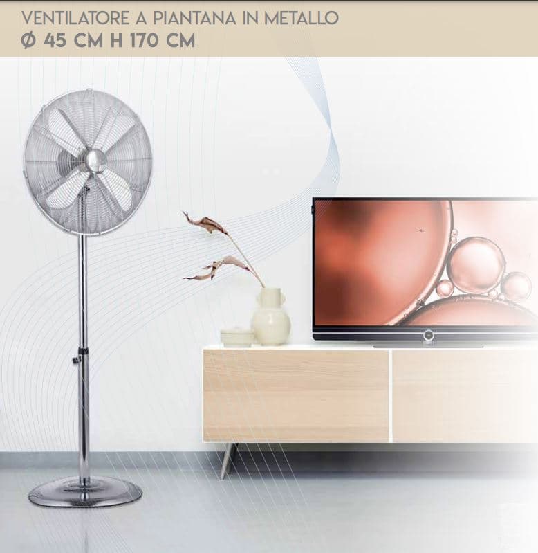 Ventilatore a piantana "Cromo" 3 velocità, pala da Ø 45 cm altezza regolabile h 170 cm in Ventilatori a piantana Decor Space - Altamura, commercioVirtuoso.it