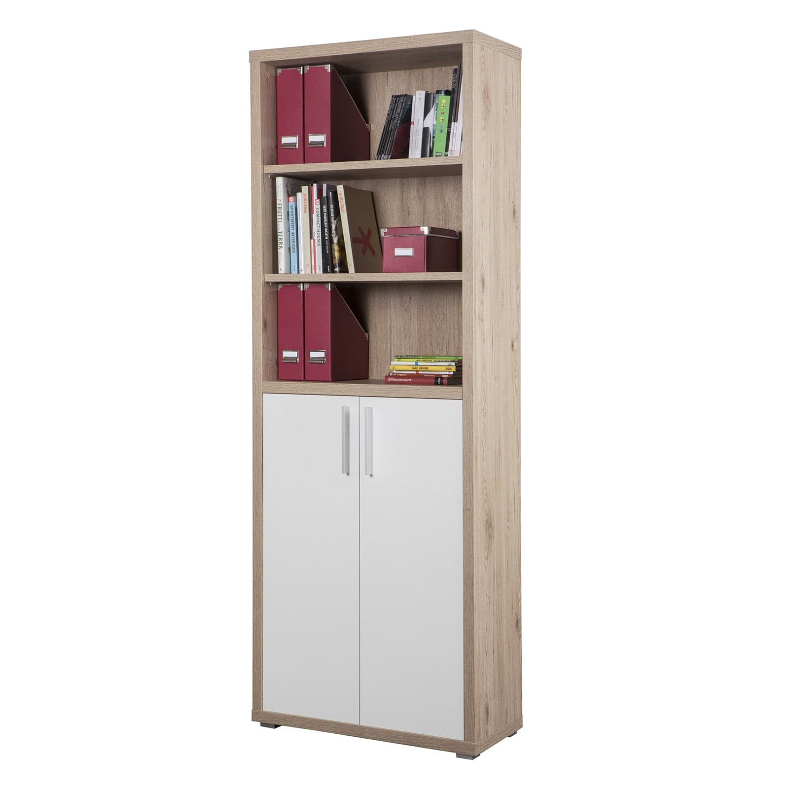 Libreria larga con 2 ante basse in legno da ufficio e cameretta arredamento "Made in Italy" - 9