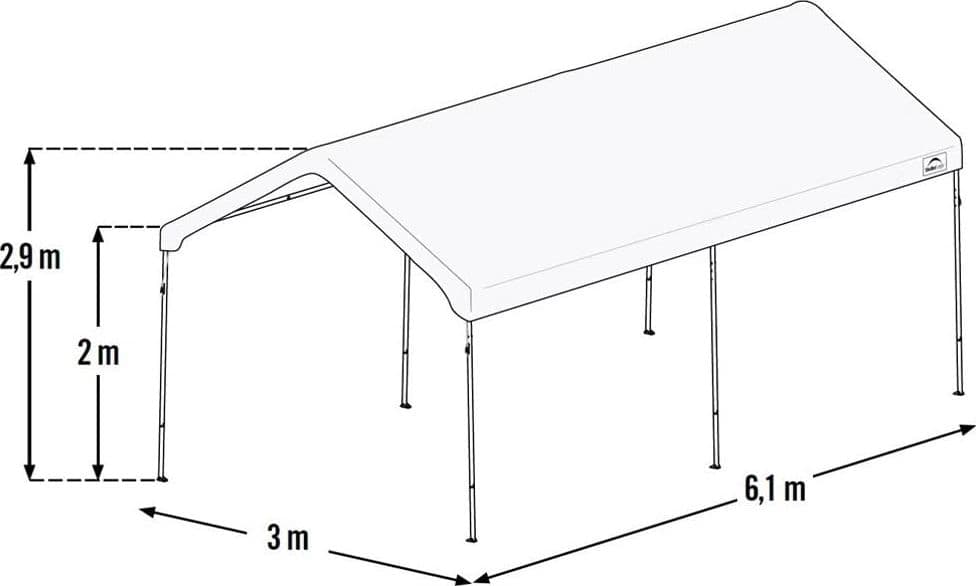 Gazebo per auto "Carport" con pali in acciaio 3 x 6 mt garage da giardino Giardino e giardinaggio/Arredamento da giardino e accessori/Ombrelloni tende e tettucci parasole/Gazebo Decor Space - Altamura, Commerciovirtuoso.it
