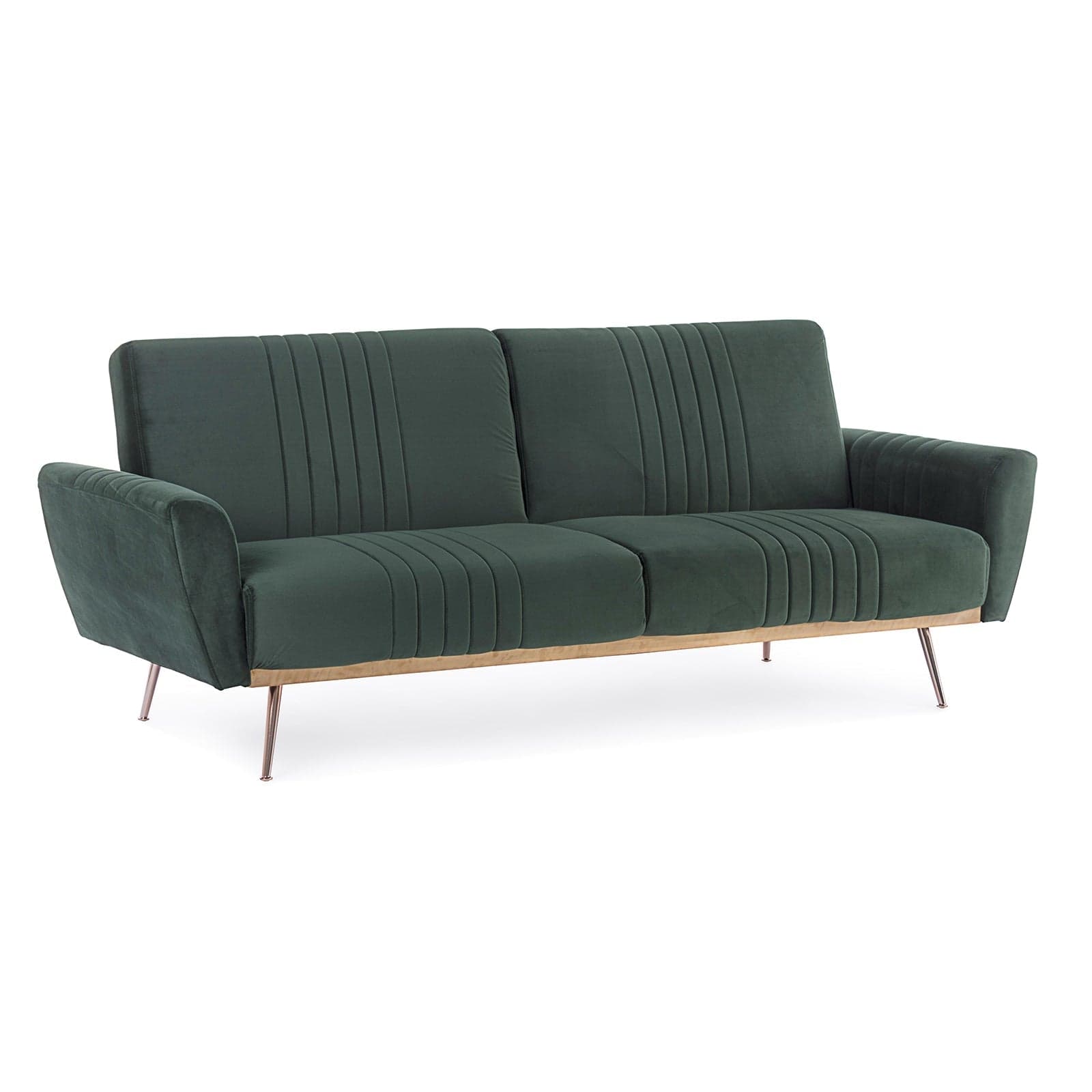Divano letto in velluto verde 3 posti "Johnny " con piedi e struttura ottone 210 cm in Divani Decor Space - Altamura, commercioVirtuoso.it