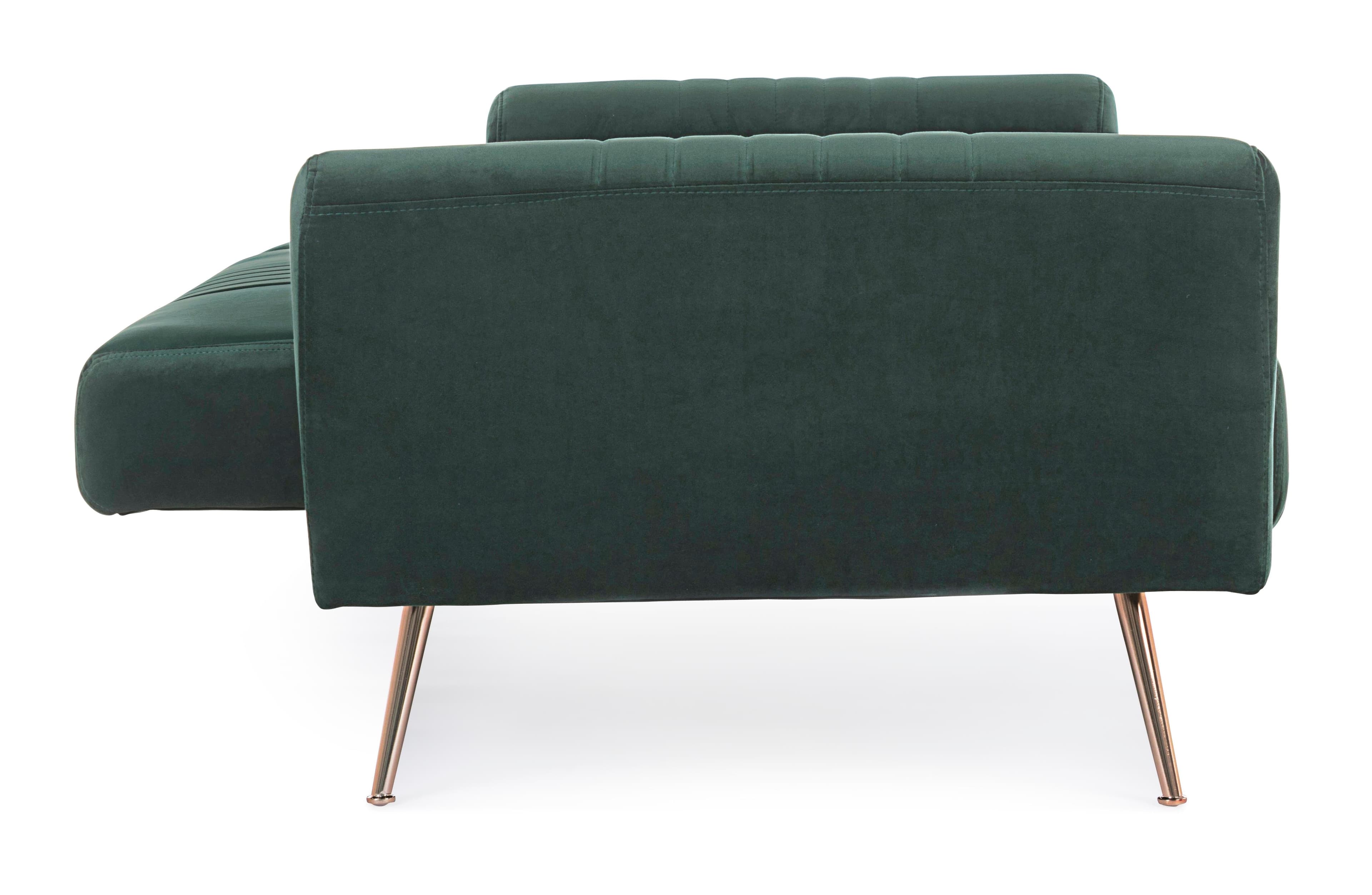 Divano letto in velluto verde 3 posti "Johnny " con piedi e struttura ottone 210 cm in Divani Decor Space - Altamura, commercioVirtuoso.it
