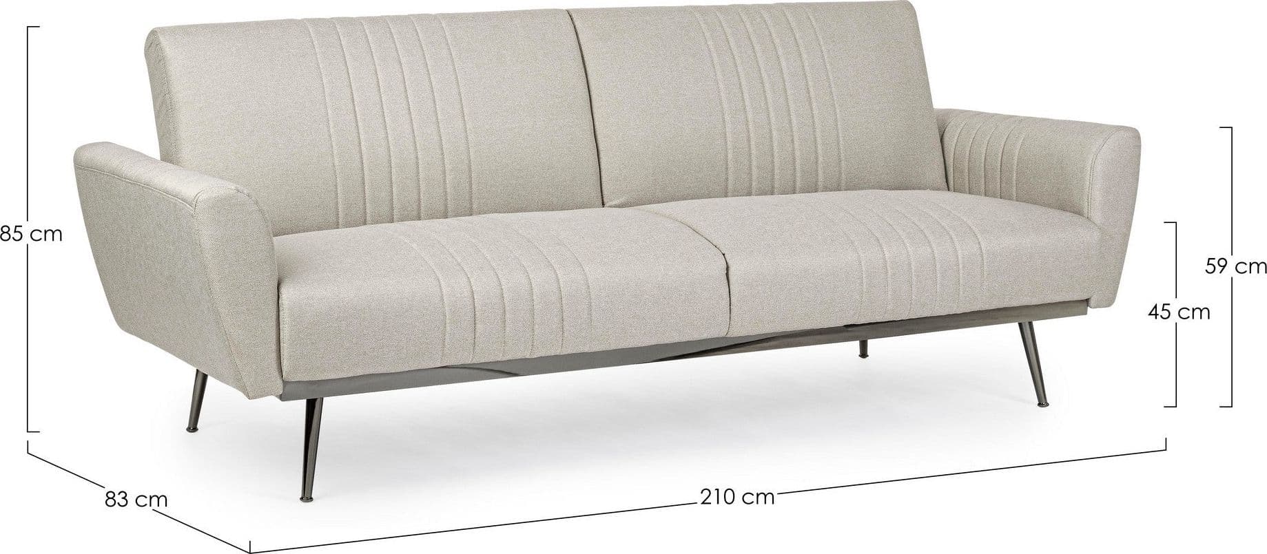 Divano letto in velluto verde 3 posti "Johnny " con piedi e struttura ottone 210 cm in Divani Decor Space - Altamura, commercioVirtuoso.it