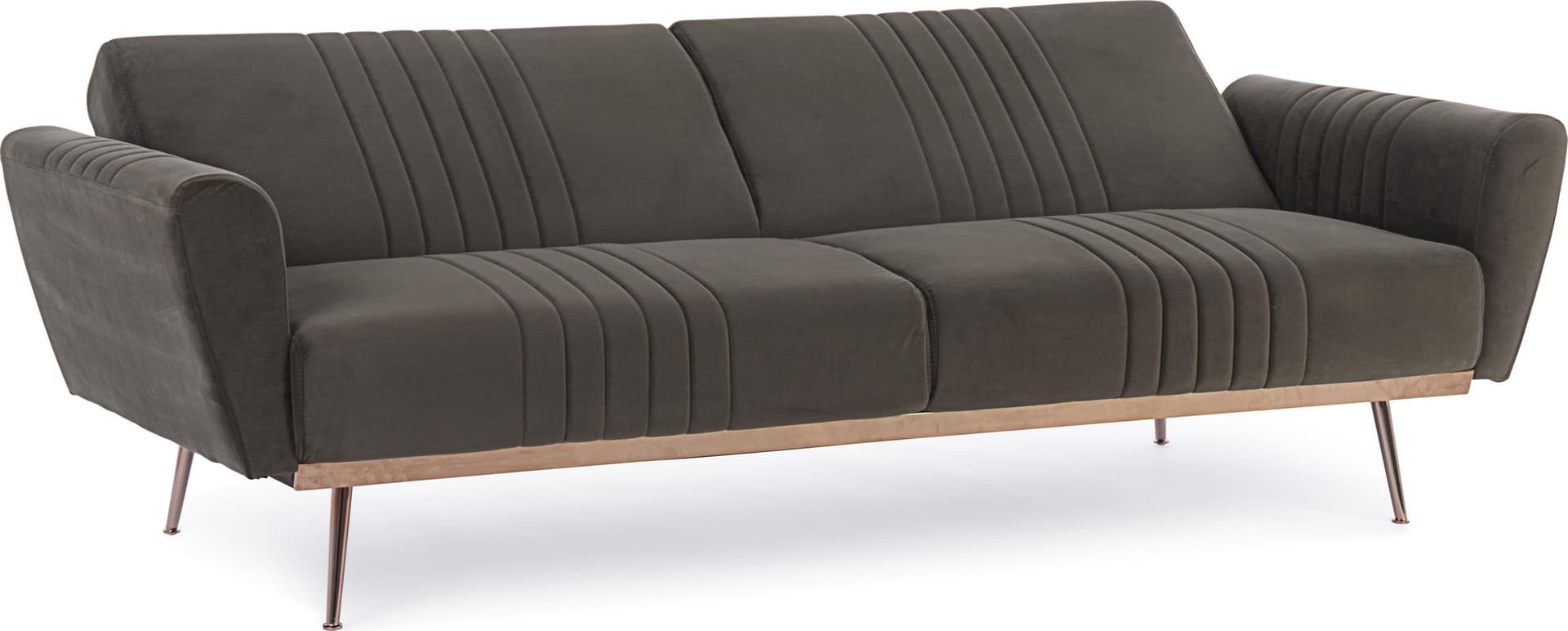 Divano letto in velluto verde 3 posti "Johnny " con piedi e struttura ottone 210 cm - 31