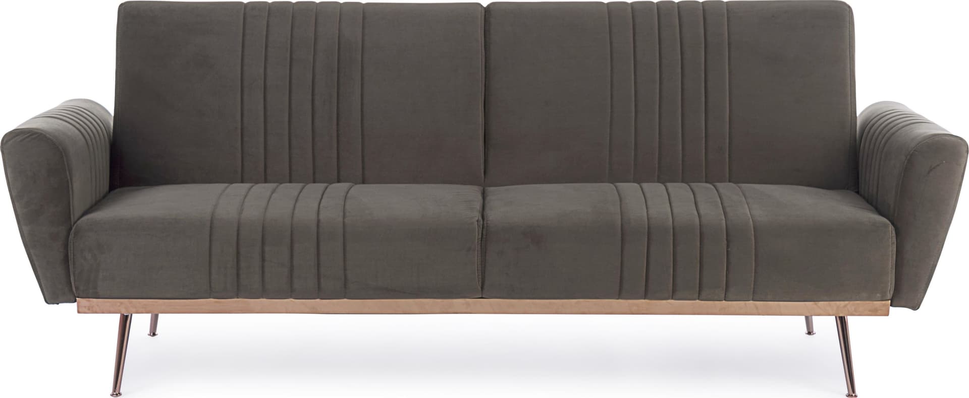 Divano letto in velluto verde 3 posti "Johnny " con piedi e struttura ottone 210 cm - 33