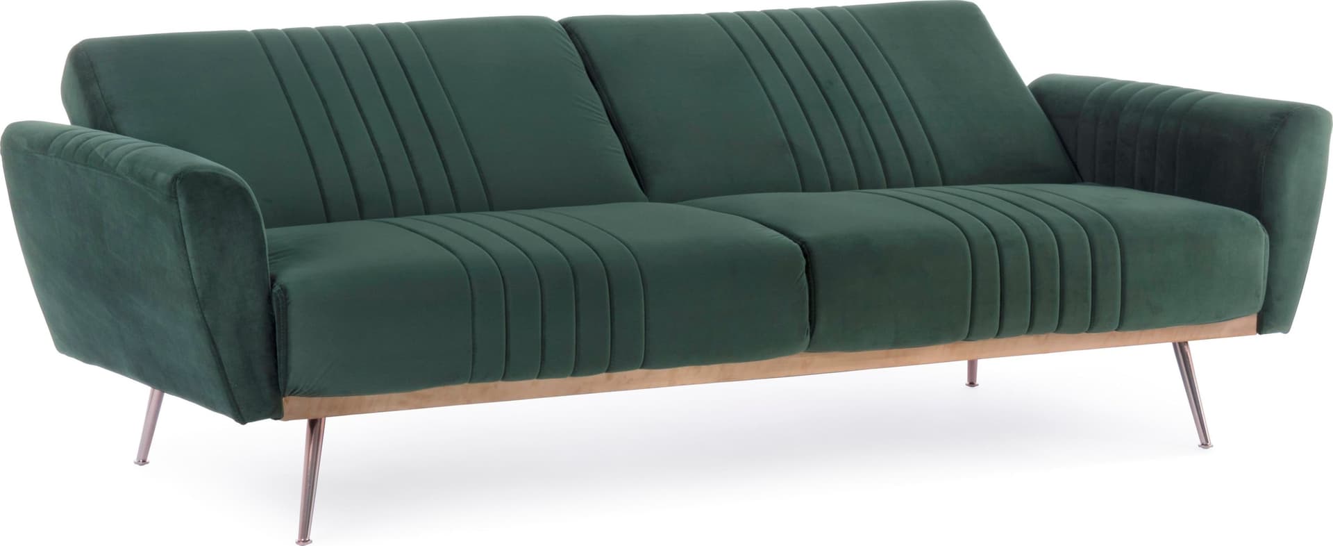 Divano letto in velluto verde 3 posti "Johnny " con piedi e struttura ottone 210 cm in Divani Decor Space - Altamura, commercioVirtuoso.it