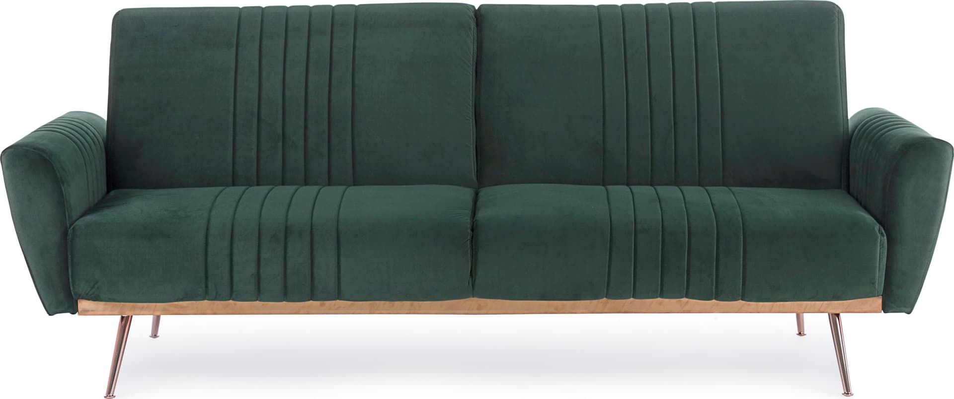 Divano letto in velluto verde 3 posti "Johnny " con piedi e struttura ottone 210 cm in Divani Decor Space - Altamura, commercioVirtuoso.it
