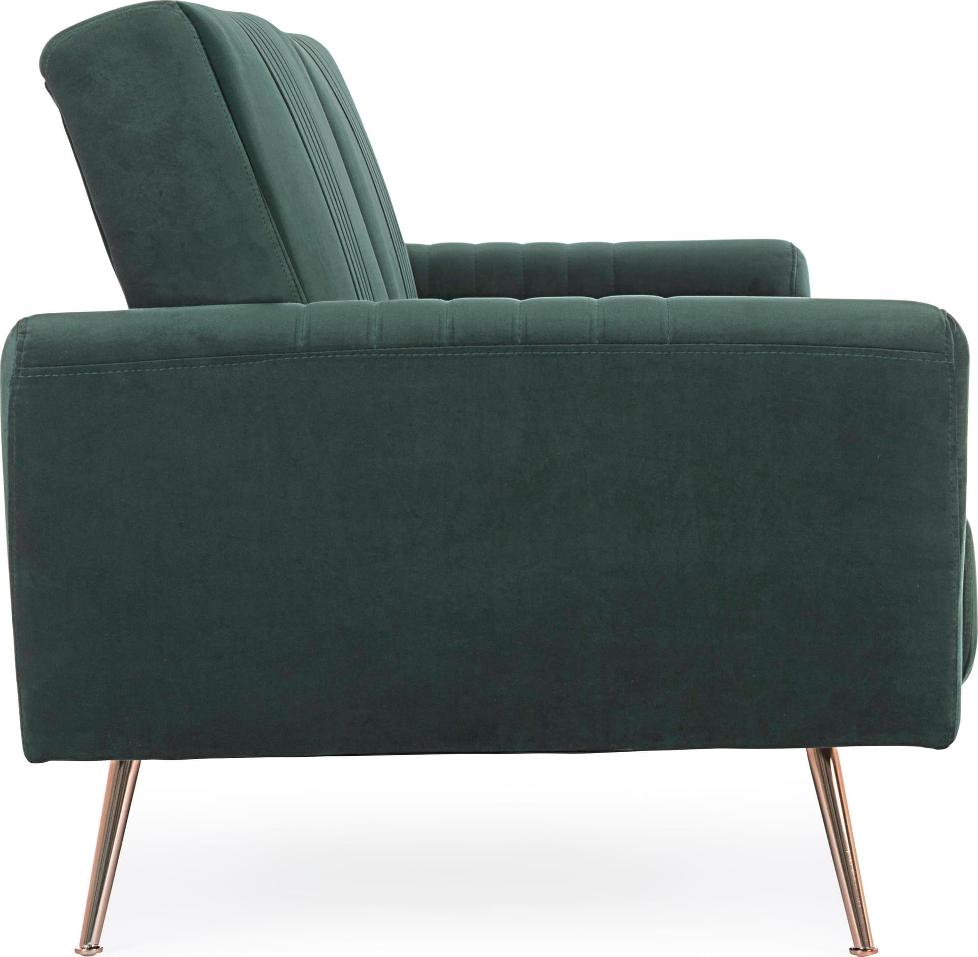 Divano letto in velluto verde 3 posti "Johnny " con piedi e struttura ottone 210 cm in Divani Decor Space - Altamura, commercioVirtuoso.it