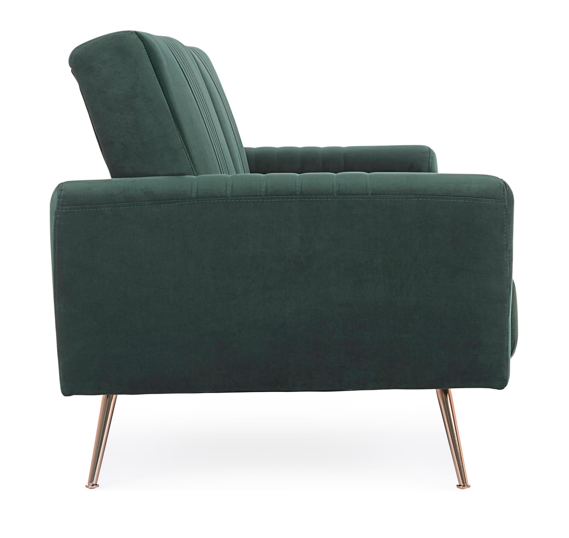 Divano letto in velluto verde 3 posti "Johnny " con piedi e struttura ottone 210 cm in Divani Decor Space - Altamura, commercioVirtuoso.it