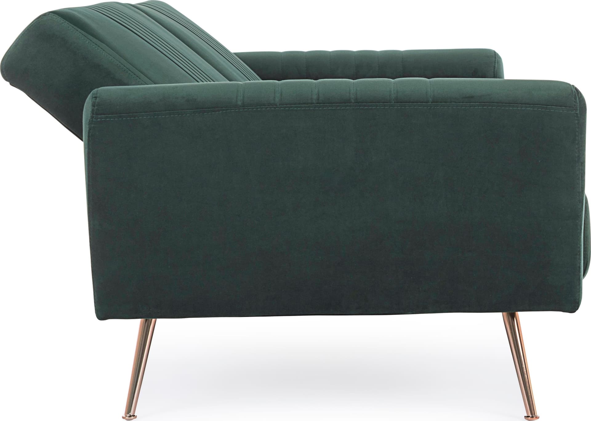 Divano letto in velluto verde 3 posti "Johnny " con piedi e struttura ottone 210 cm in Divani Decor Space - Altamura, commercioVirtuoso.it