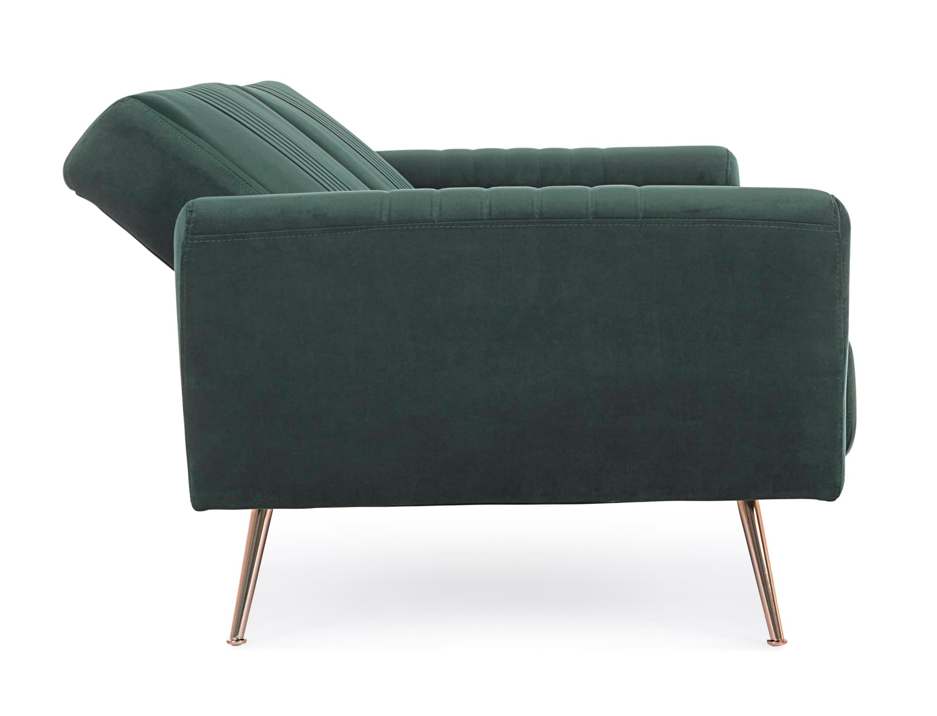Divano letto in velluto verde 3 posti "Johnny " con piedi e struttura ottone 210 cm in Divani Decor Space - Altamura, commercioVirtuoso.it