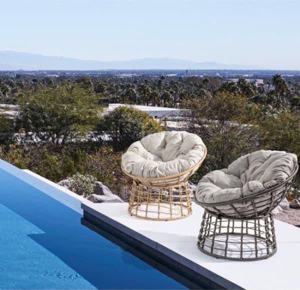 Poltrona a culla "Molly" in rattan con cuscino per giardino e veranda Giardino e giardinaggio/Arredamento da giardino e accessori/Poltrone Decor Space - Altamura, Commerciovirtuoso.it