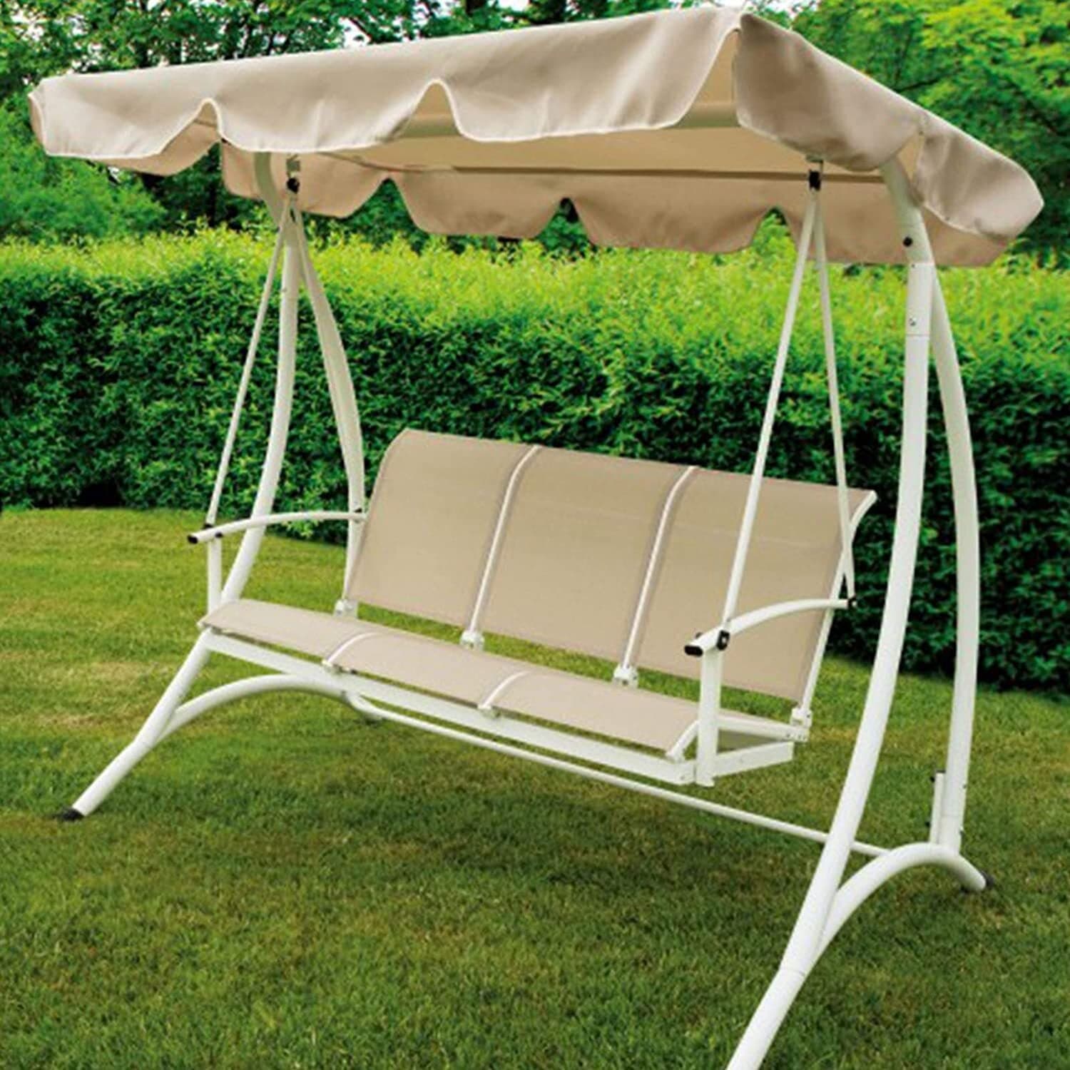 Dondolo 3 Posti per Giardino E Veranda Seduta in Texilene Con Tettuccio Giardino e giardinaggio/Arredamento da giardino e accessori/Dondoli coperti Decor Space - Altamura, Commerciovirtuoso.it