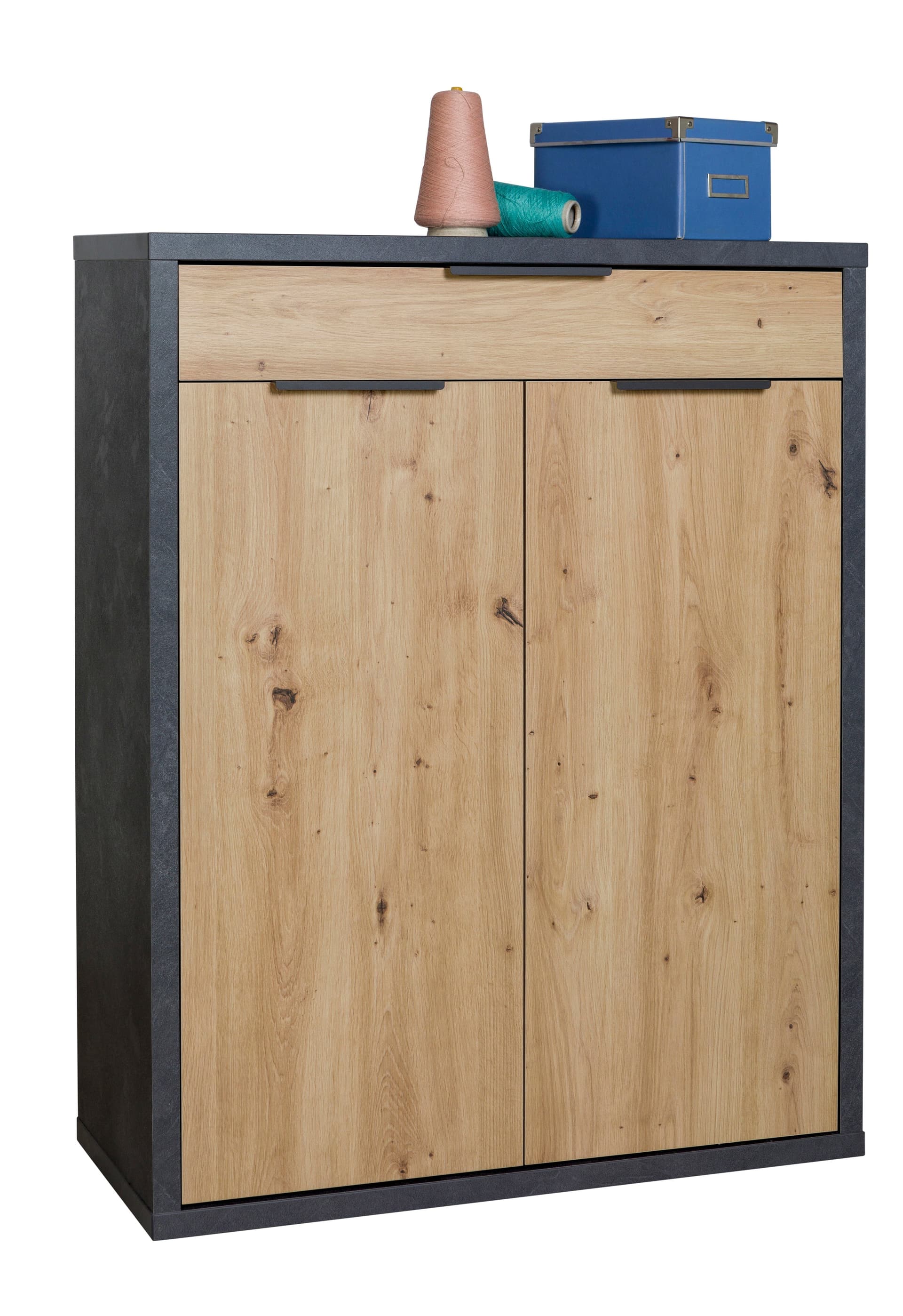 Scarpiera multiuso con 2 ante ed 1 cassetto "Segno" Rovere e Nero per interno armadio basso Casa e cucina/Organizzazione interni/Organizzazione guardaroba/Portascarpe/Scarpiere Decor Space - Altamura, Commerciovirtuoso.it