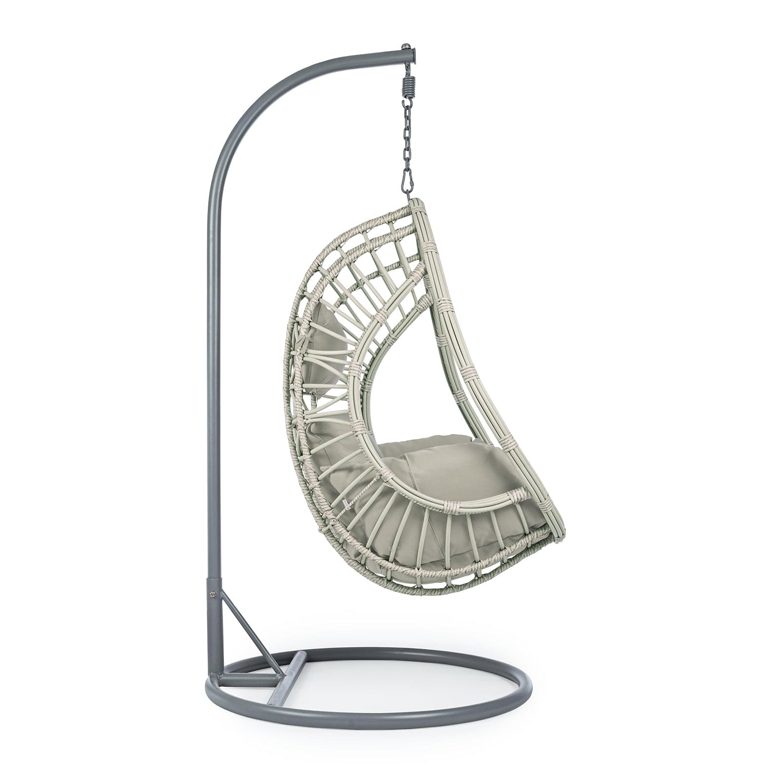Poltrona a dondolo sospesa "Caracas" per giardino e veranda in rattan con cuscino in Dondoli coperti Decor Space - Altamura, commercioVirtuoso.it