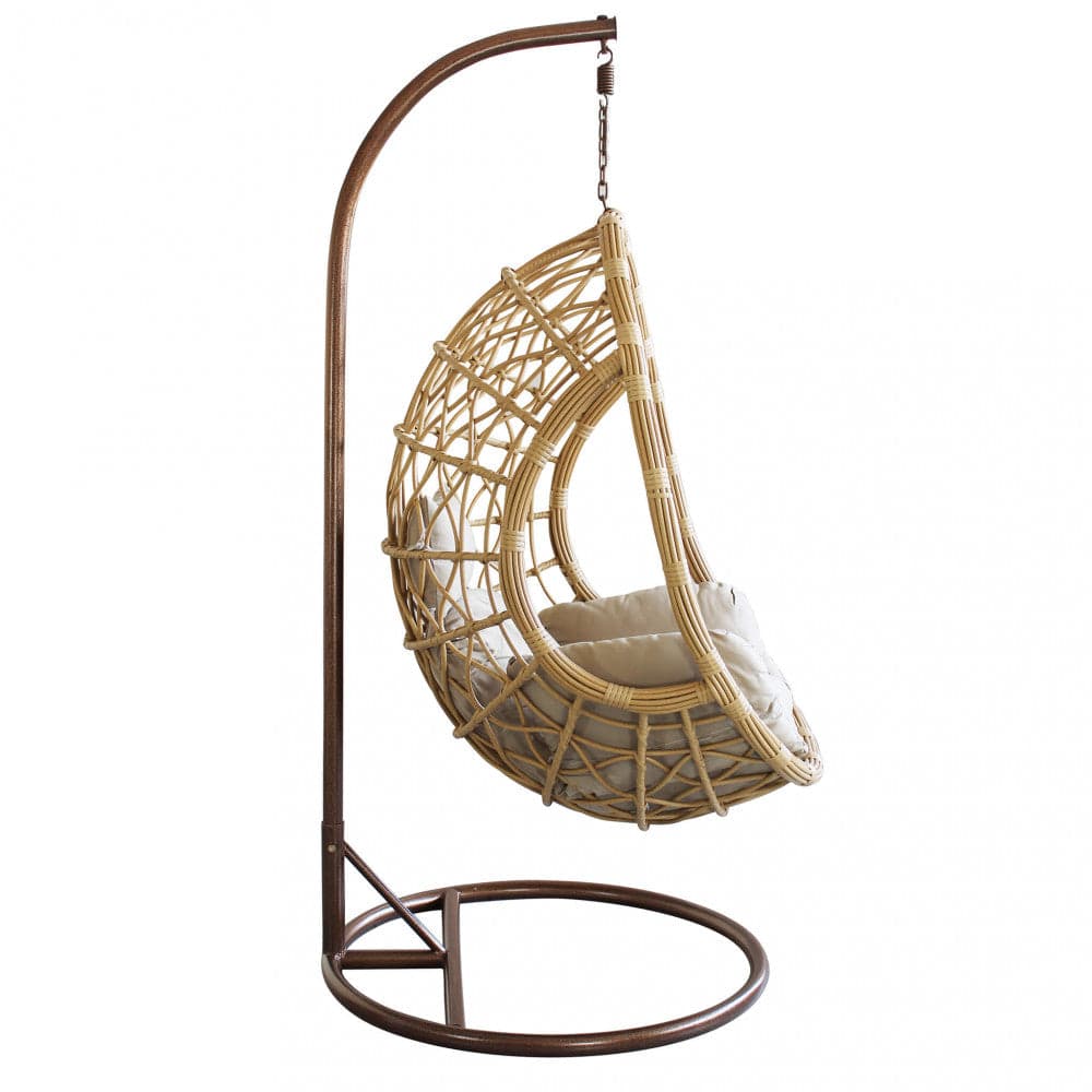 Poltrona a dondolo sospesa "Caracas" per giardino e veranda in rattan con cuscino in Dondoli coperti Decor Space - Altamura, commercioVirtuoso.it