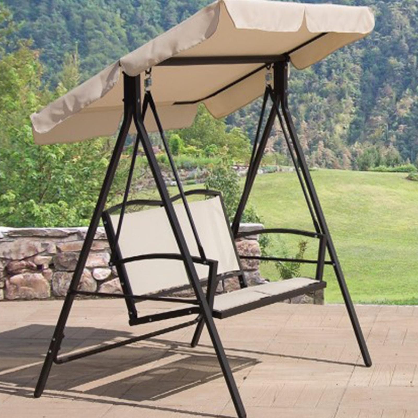 Dondolo 2 posti per giardino e veranda seduta in texilene con tettuccio Giardino e giardinaggio/Arredamento da giardino e accessori/Dondoli coperti Decor Space - Altamura, Commerciovirtuoso.it