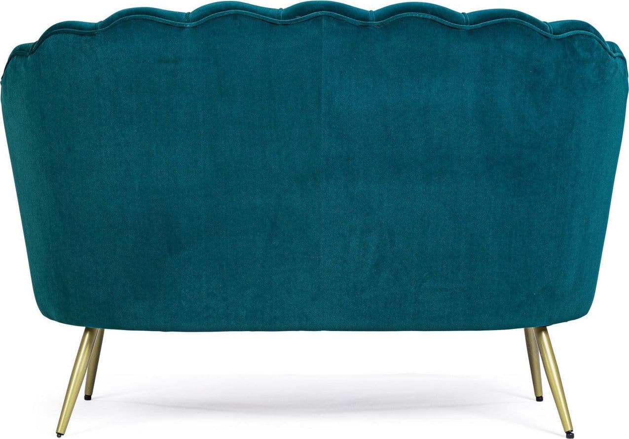 Divano in velluto 2 posti "Gigliola" conchiglia con piedi ottone 137 cm in Divani Decor Space - Altamura, commercioVirtuoso.it