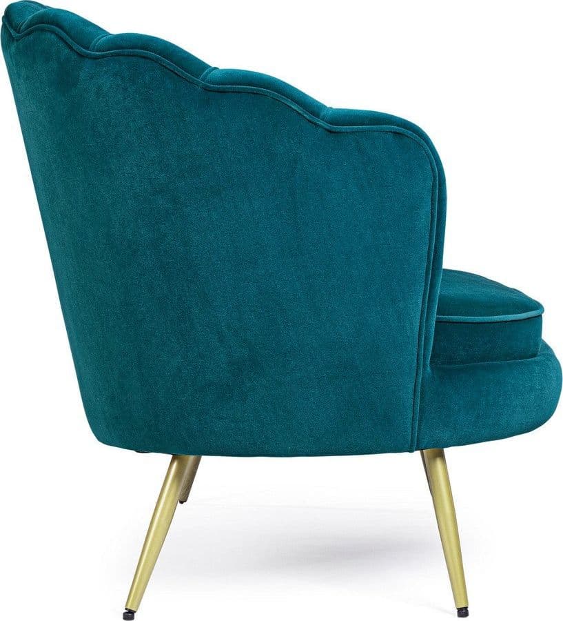 Divano in velluto 2 posti "Gigliola" conchiglia con piedi ottone 137 cm in Divani Decor Space - Altamura, commercioVirtuoso.it
