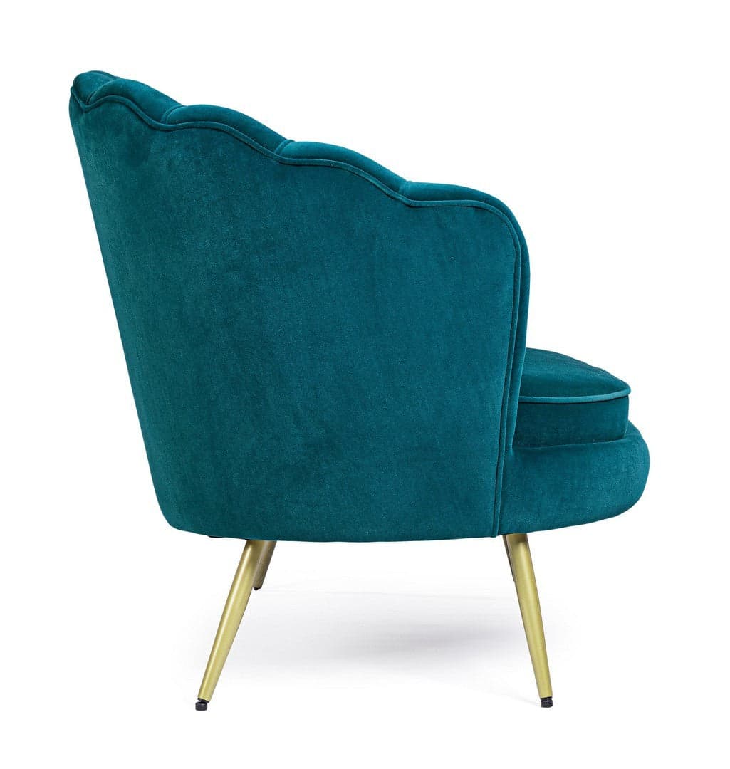 Divano in velluto 2 posti "Gigliola" conchiglia con piedi ottone 137 cm in Divani Decor Space - Altamura, commercioVirtuoso.it