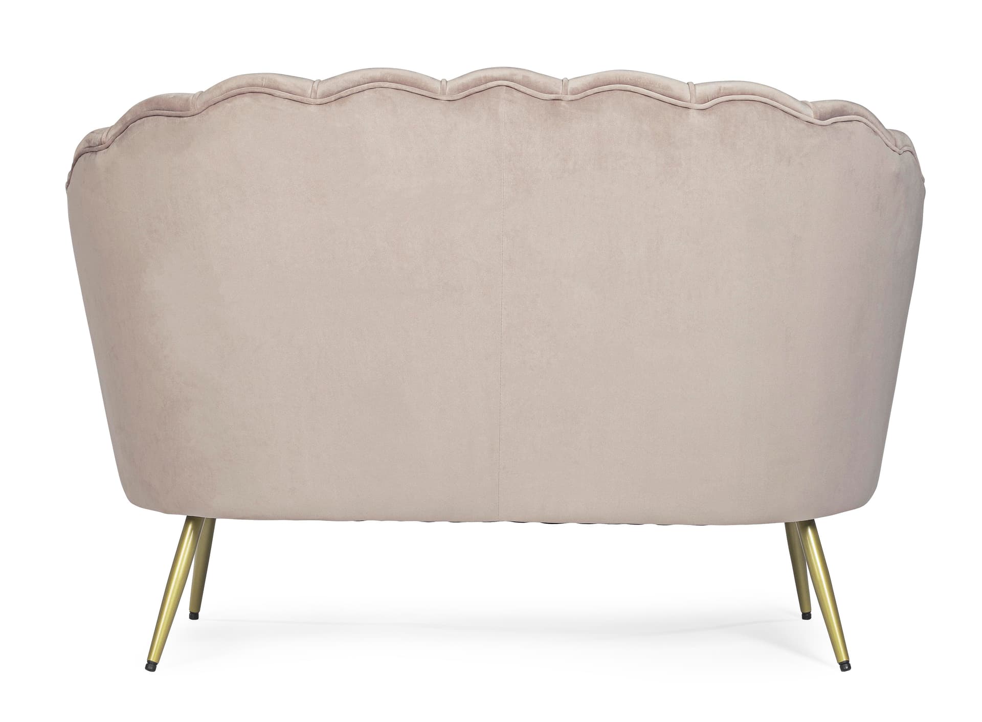 Divano in velluto 2 posti "Gigliola" conchiglia con piedi ottone 137 cm in Divani Decor Space - Altamura, commercioVirtuoso.it
