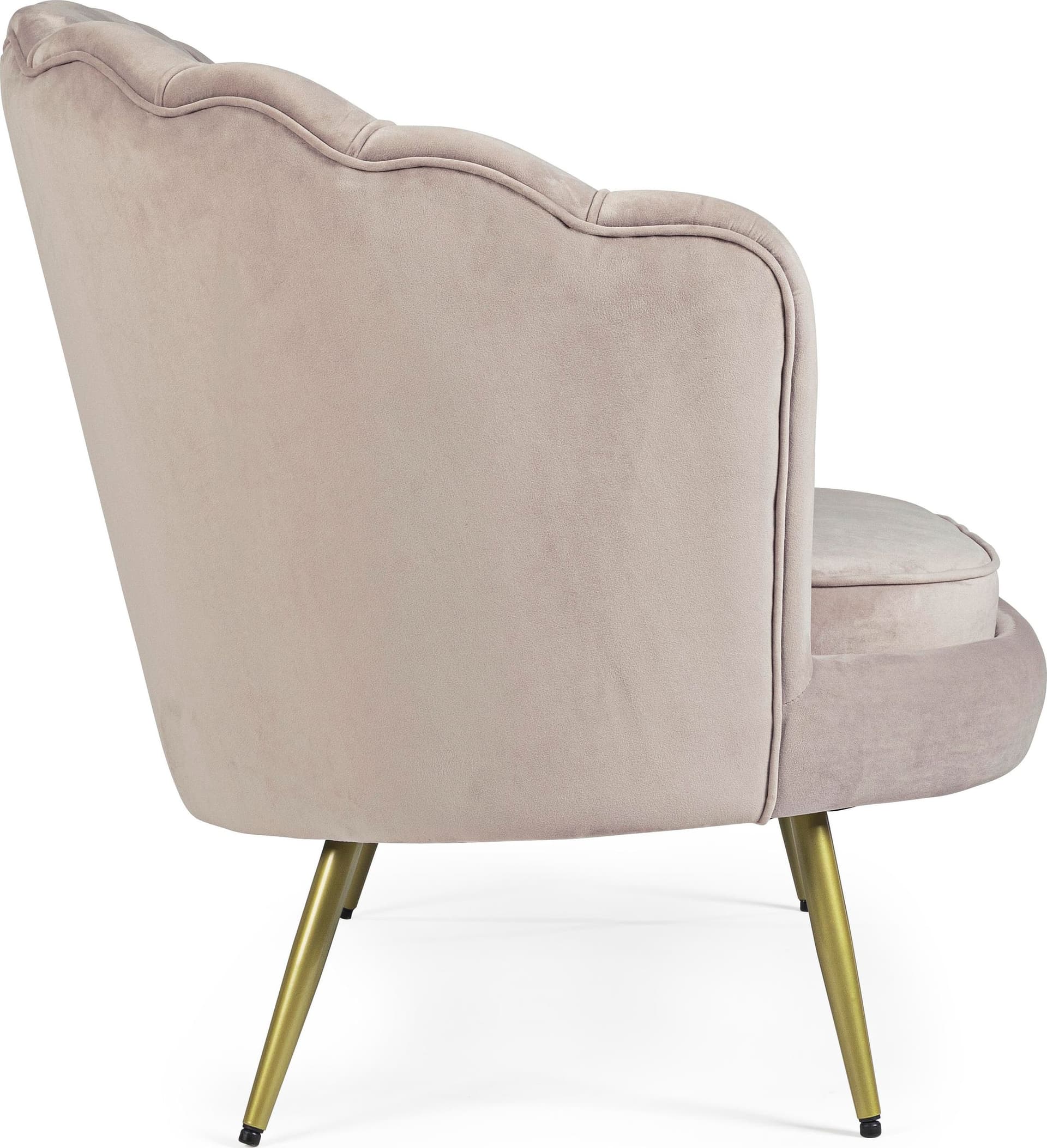 Divano in velluto 2 posti "Gigliola" conchiglia con piedi ottone 137 cm in Divani Decor Space - Altamura, commercioVirtuoso.it