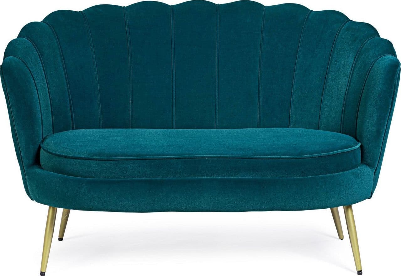 Divano in velluto 2 posti "Gigliola" conchiglia con piedi ottone 137 cm in Divani Decor Space - Altamura, commercioVirtuoso.it
