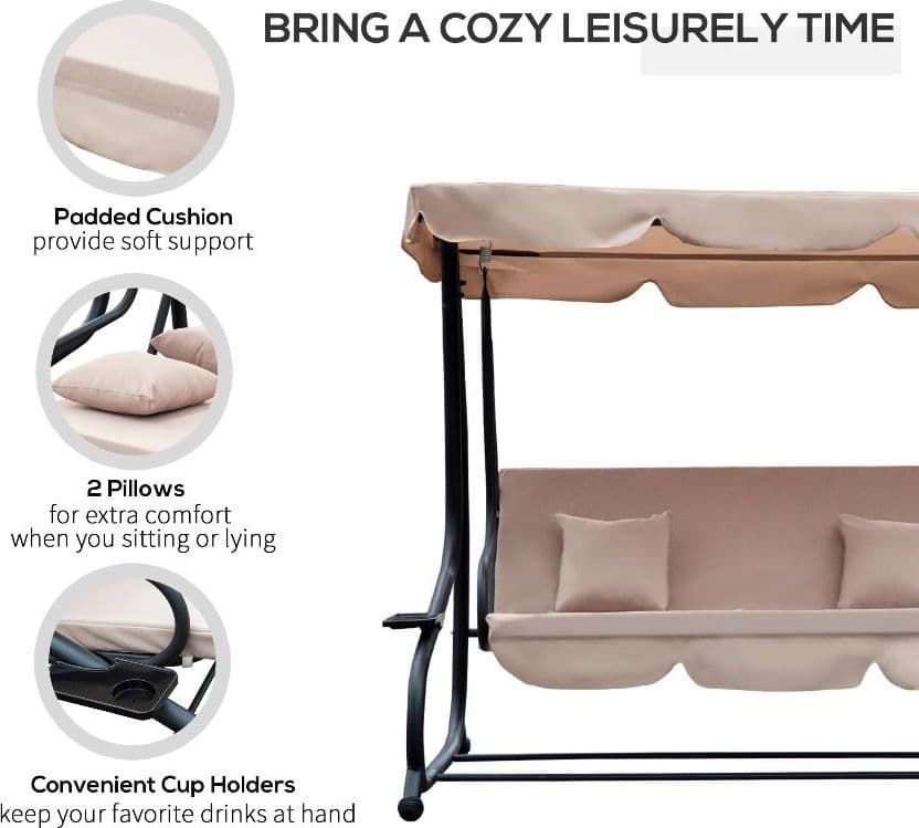 Dondolo "Martynica" 3 posti altalena da giardino e veranda reclinabile a letto in Dondoli coperti Decor Space - Altamura, commercioVirtuoso.it