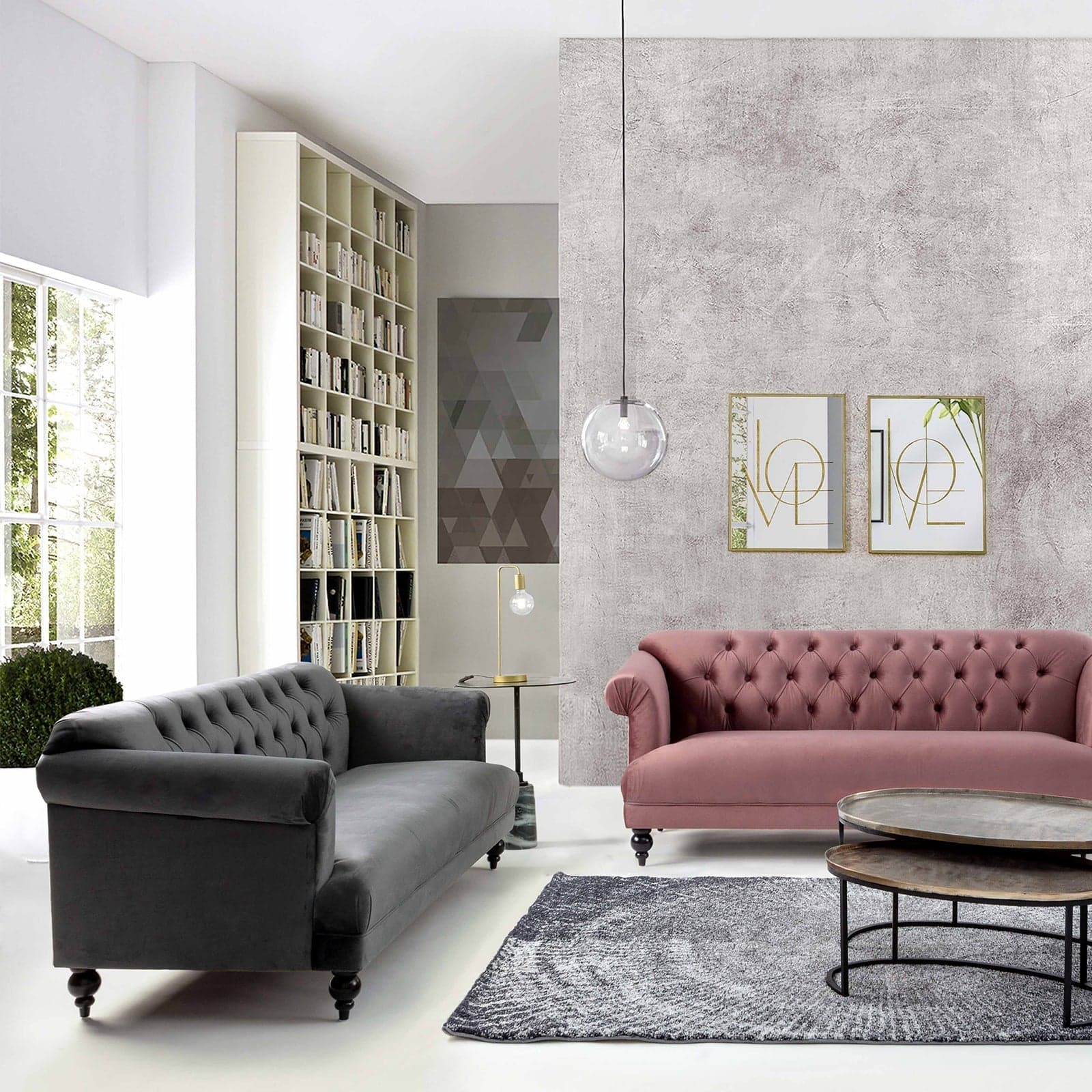 Divano in velluto 3 posti "Blossom" tipo Chester con piedi neri 193 cm in Divani Decor Space - Altamura, commercioVirtuoso.it