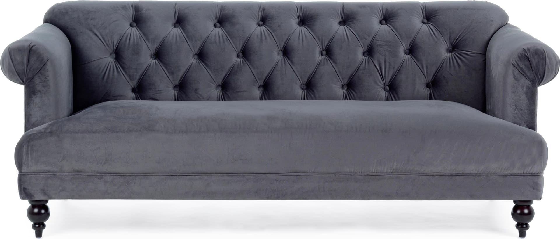Divano in velluto 3 posti "Blossom" tipo Chester con piedi neri 193 cm in Divani Decor Space - Altamura, commercioVirtuoso.it
