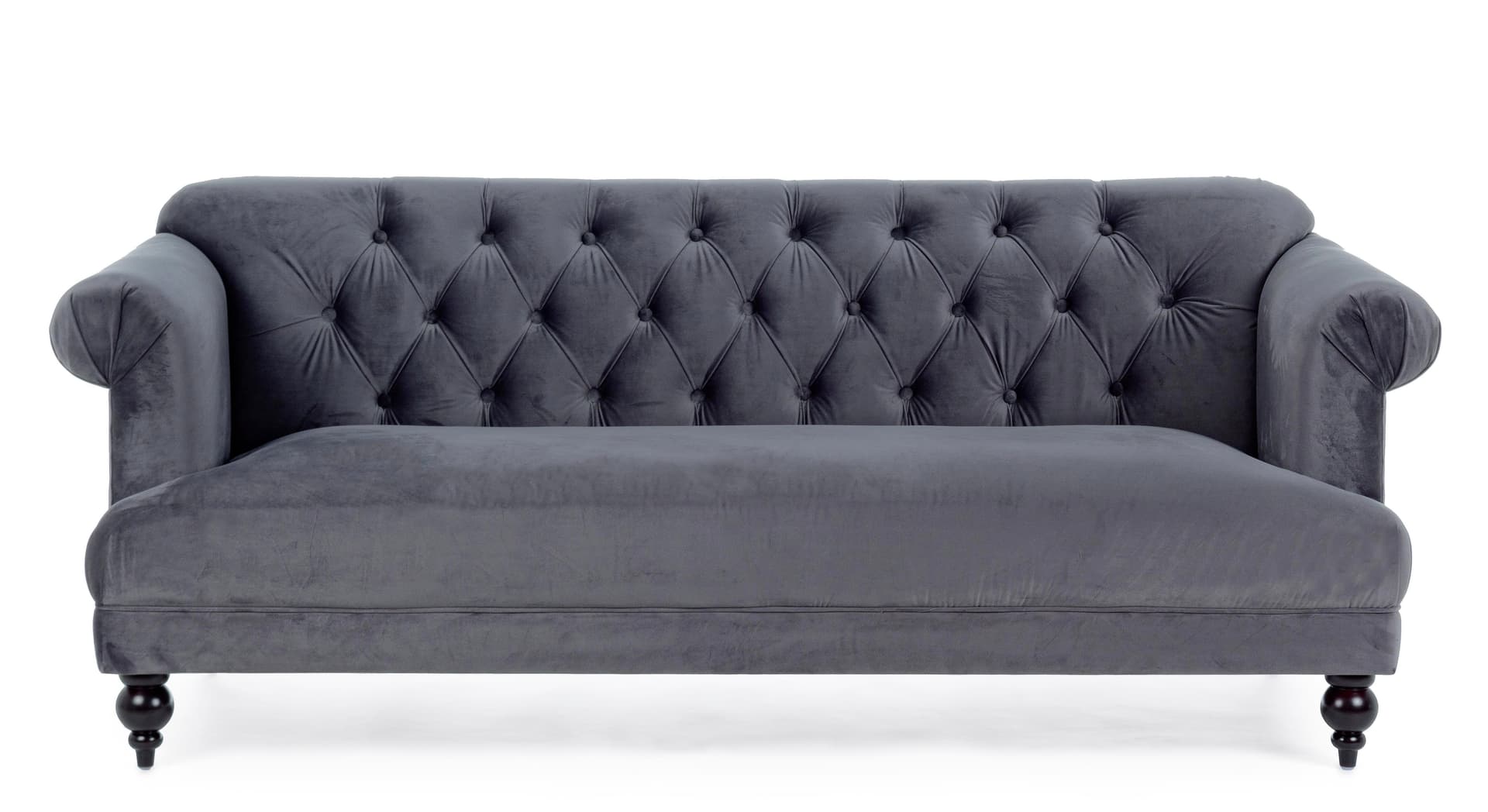 Divano in velluto 3 posti "Blossom" tipo Chester con piedi neri 193 cm in Divani Decor Space - Altamura, commercioVirtuoso.it