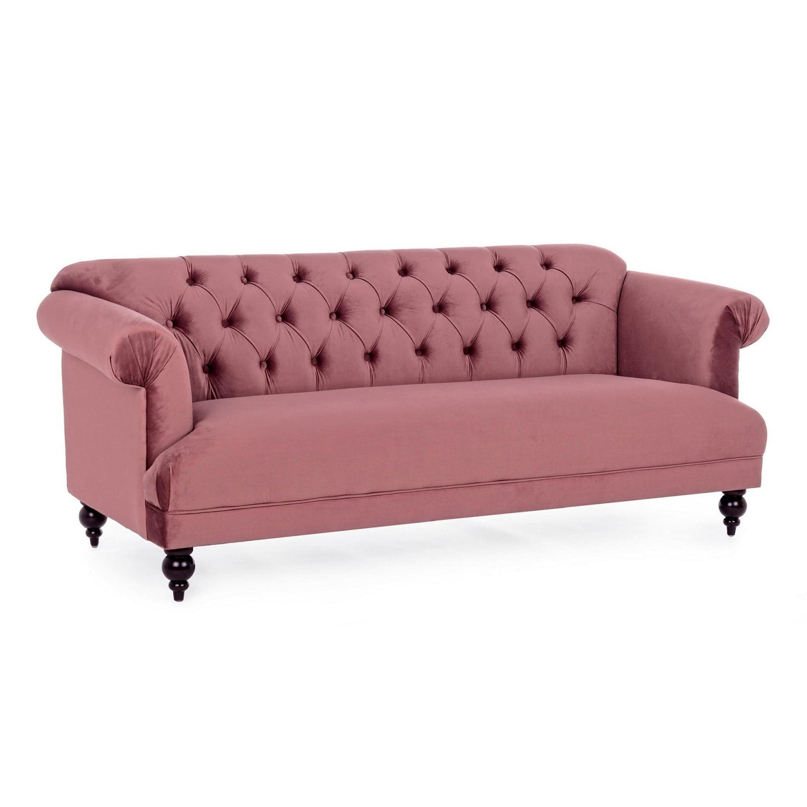 Divano in velluto 3 posti "Blossom" tipo Chester con piedi neri 193 cm in Divani Decor Space - Altamura, commercioVirtuoso.it