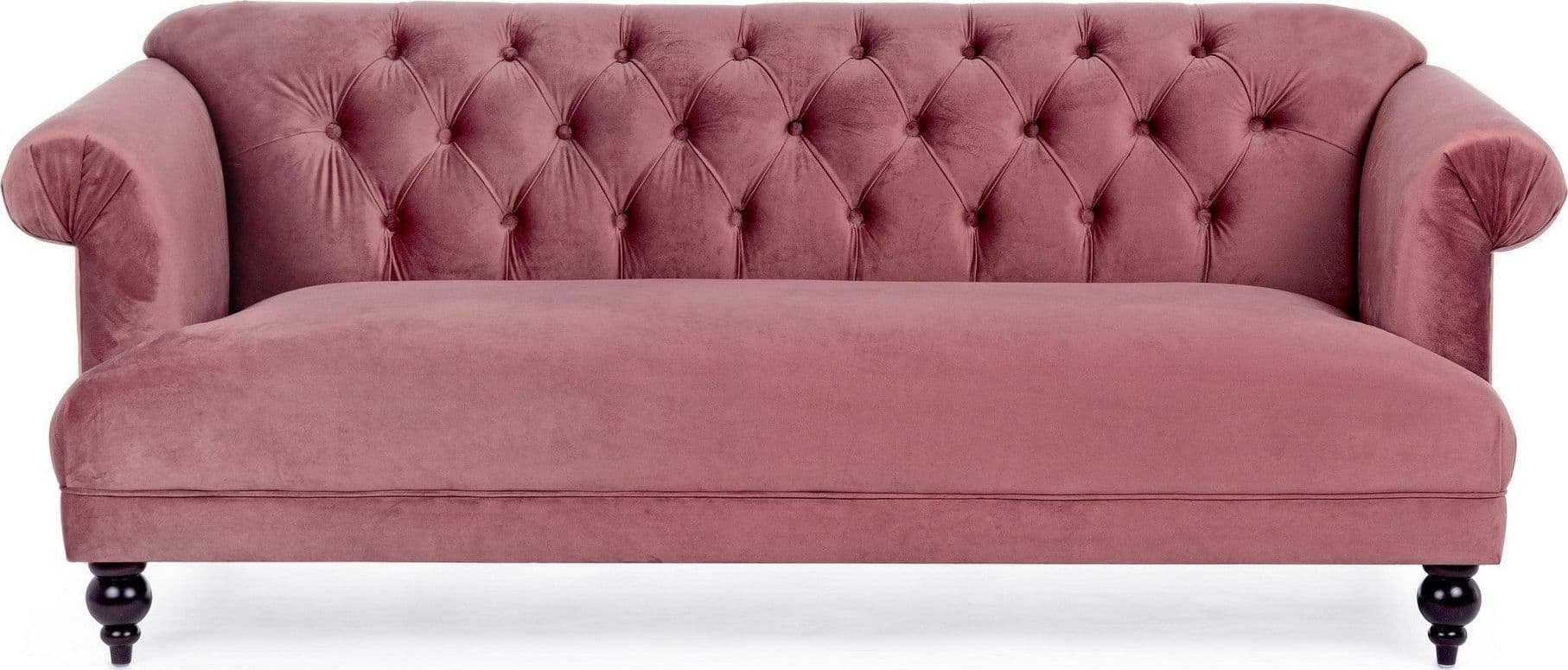 Divano in velluto 3 posti "Blossom" tipo Chester con piedi neri 193 cm in Divani Decor Space - Altamura, commercioVirtuoso.it