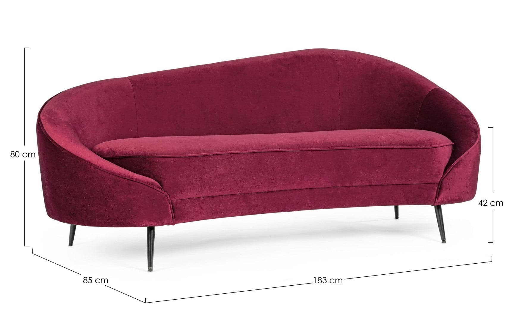 Divano in velluto Blu 2 posti "Seraphin" conchiglia con piedi neri 183 cm in Divani Decor Space - Altamura, commercioVirtuoso.it