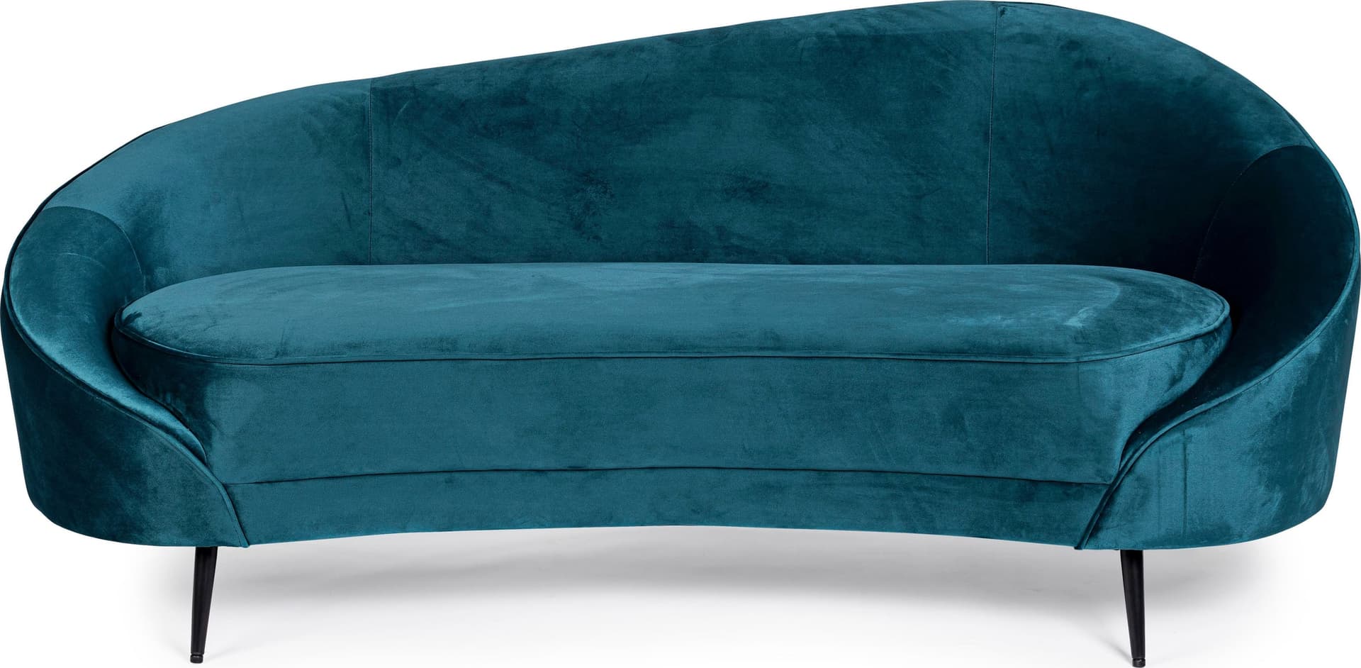 Divano in velluto Blu 2 posti "Seraphin" conchiglia con piedi neri 183 cm in Divani Decor Space - Altamura, commercioVirtuoso.it