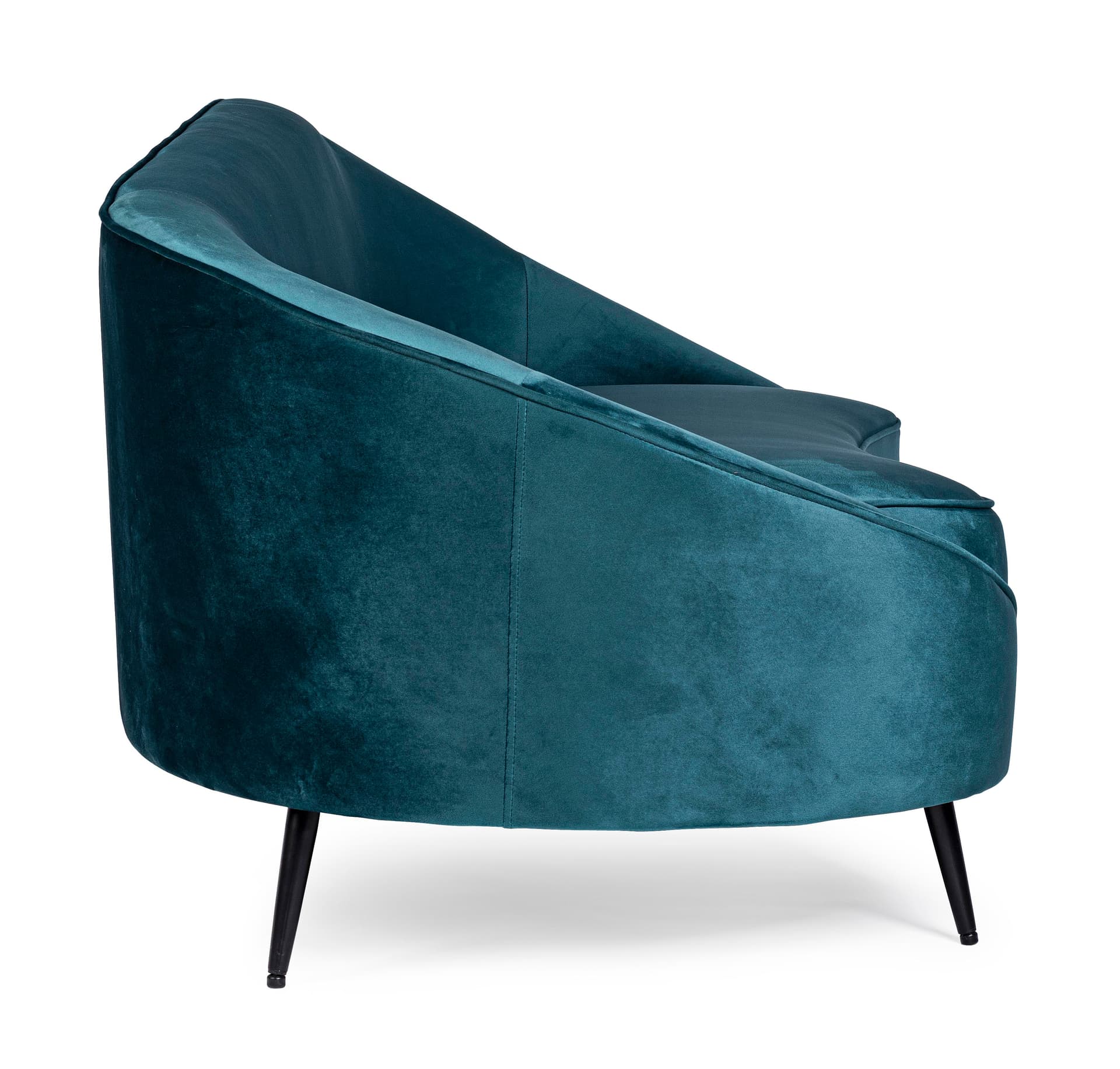 Divano in velluto Blu 2 posti "Seraphin" conchiglia con piedi neri 183 cm in Divani Decor Space - Altamura, commercioVirtuoso.it