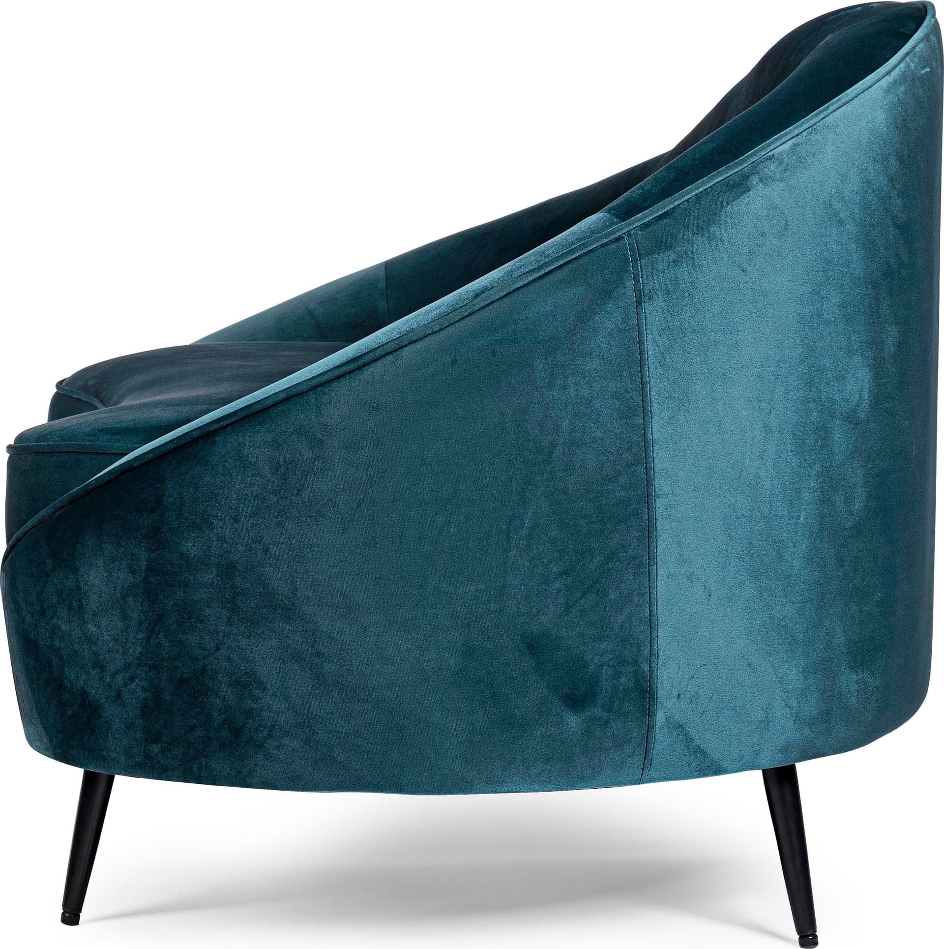 Divano in velluto Blu 2 posti "Seraphin" conchiglia con piedi neri 183 cm in Divani Decor Space - Altamura, commercioVirtuoso.it