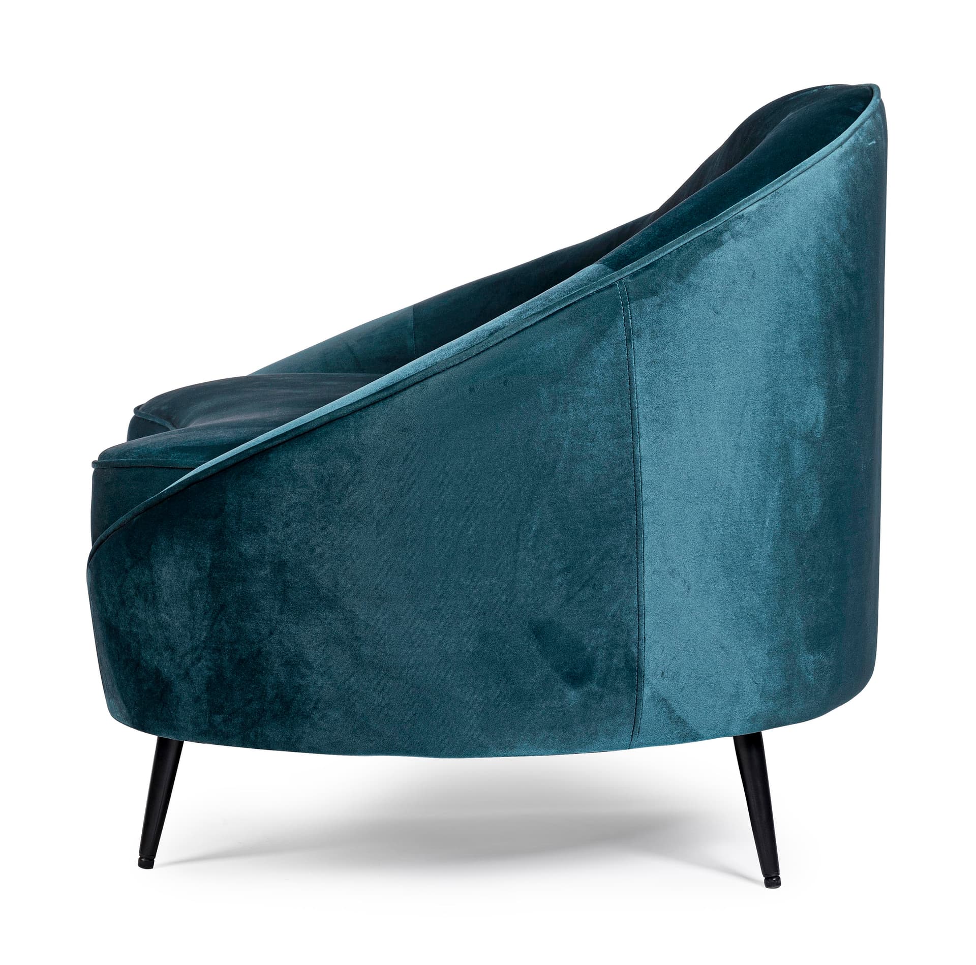 Divano in velluto Blu 2 posti "Seraphin" conchiglia con piedi neri 183 cm in Divani Decor Space - Altamura, commercioVirtuoso.it