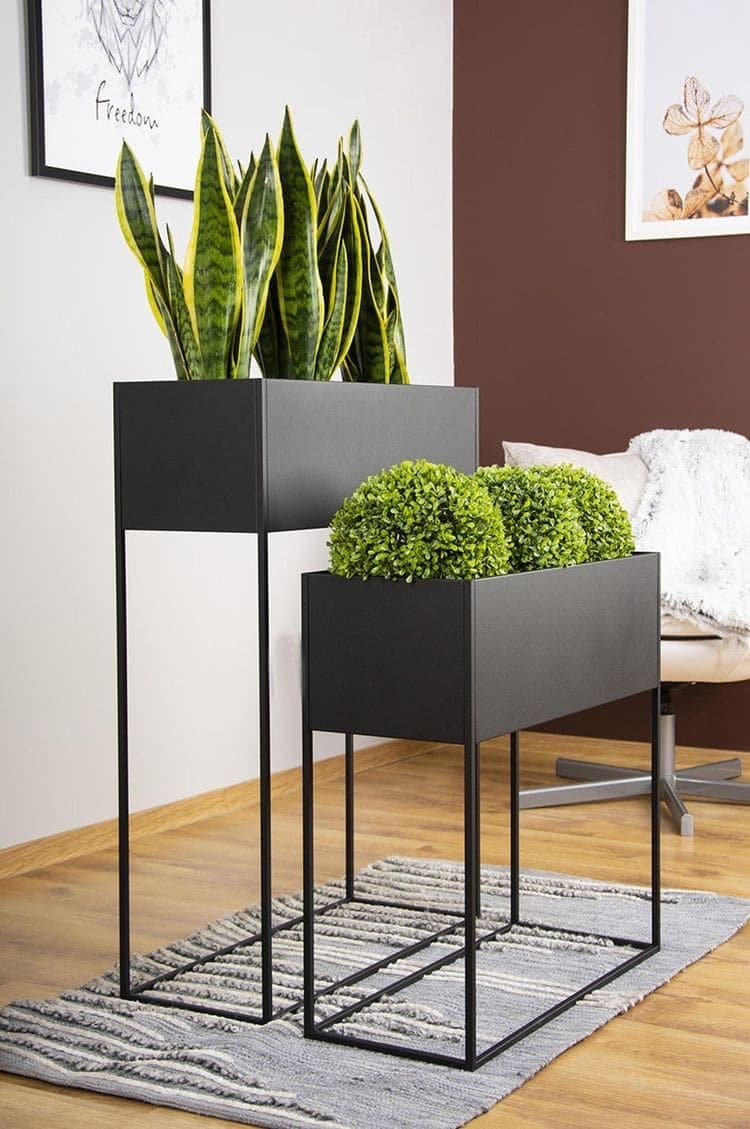 Set 2 Fioriera porta vaso in metallo da interno ed esterno arredamento moderno in Balconiere Decor Space - Altamura, commercioVirtuoso.it