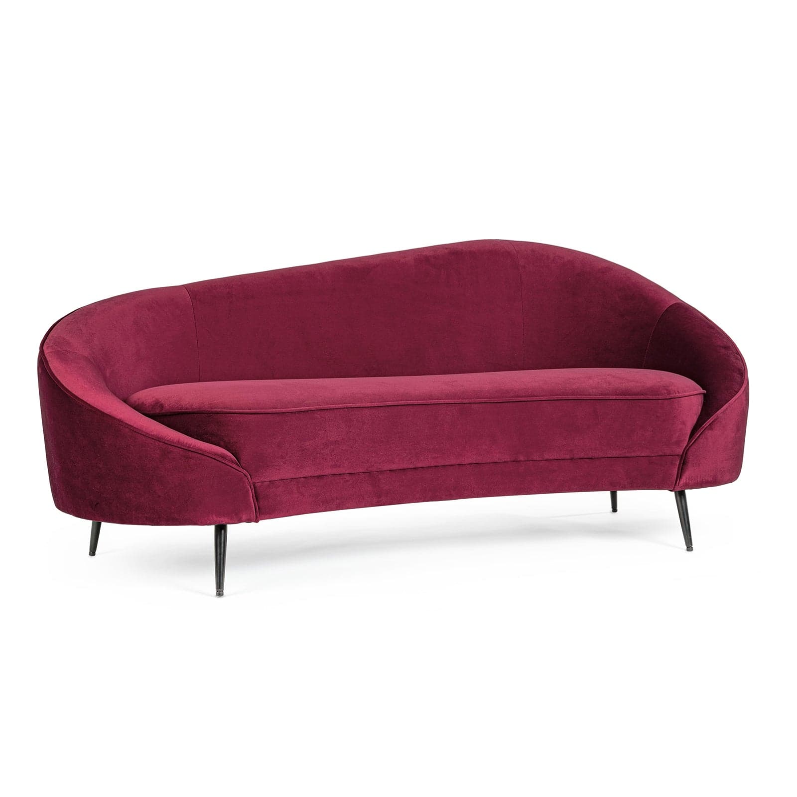Divano in velluto vino 2 posti "Seraphin" conchiglia con piedi neri 183 cm in Divani Decor Space - Altamura, commercioVirtuoso.it