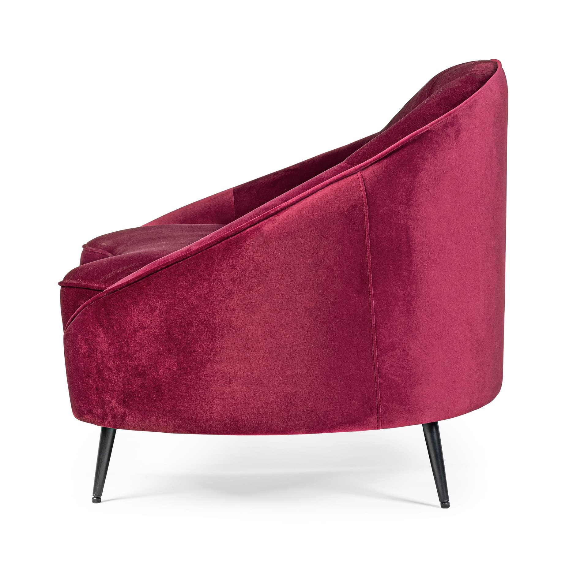 Divano in velluto vino 2 posti "Seraphin" conchiglia con piedi neri 183 cm in Divani Decor Space - Altamura, commercioVirtuoso.it