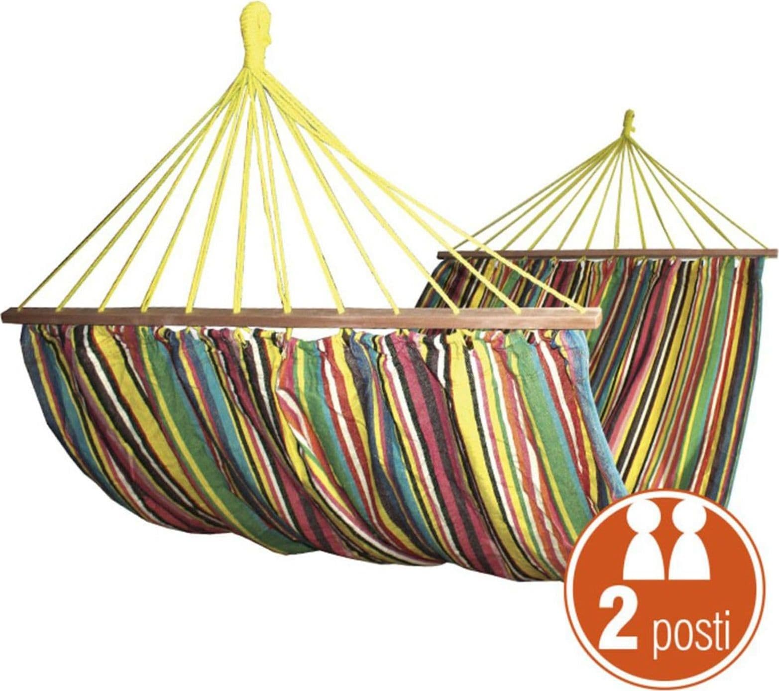 Amaca "Peace" in tessuto Matrimoniale 220 x 160 cm, 2 posti dondolo da giardino con asta in legno Giardino e giardinaggio/Arredamento da giardino e accessori/Amache sedie sospese e accessori/Amache Decor Space - Altamura, Commerciovirtuoso.it
