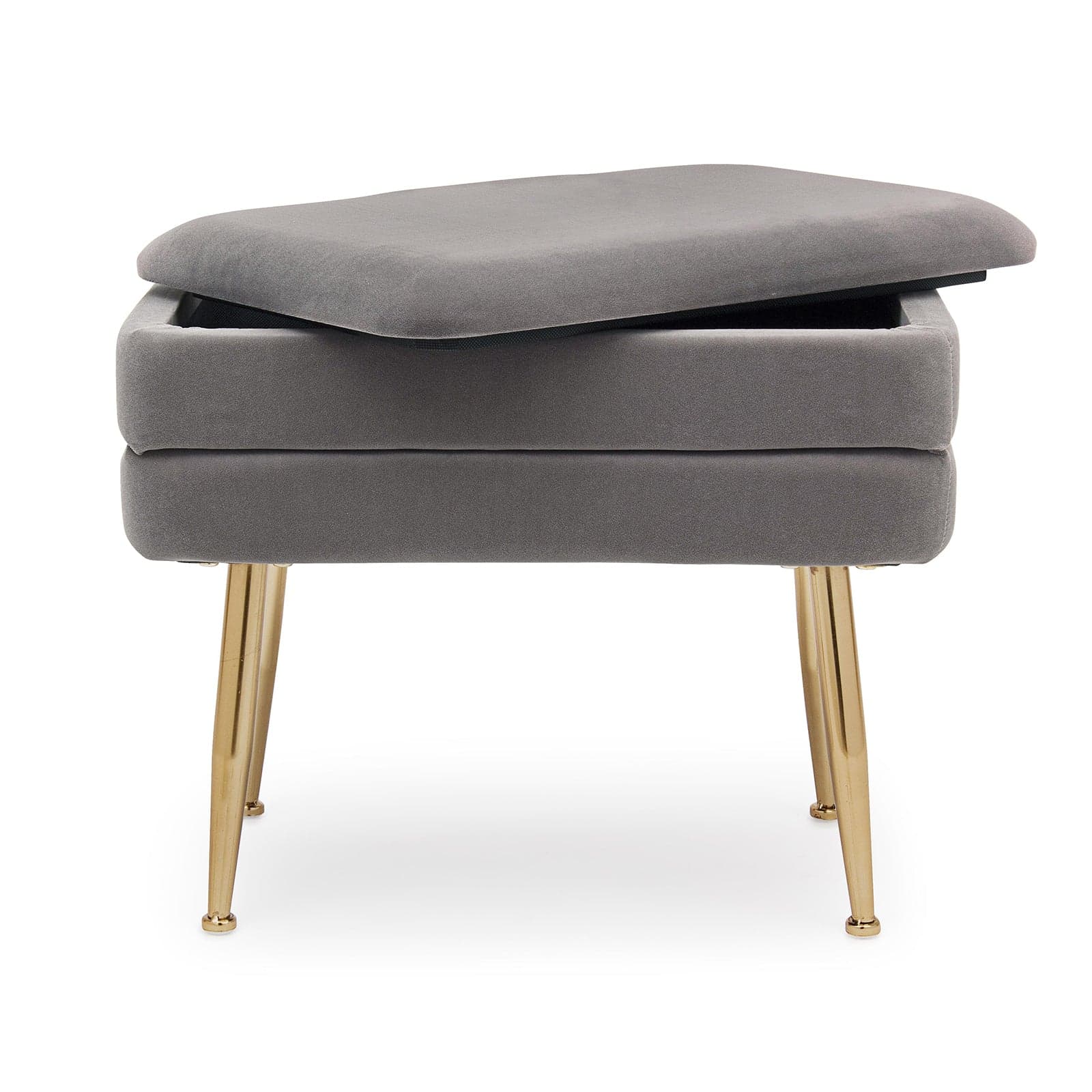 Panca singola contenitore in velluto "Pavlina" gambe in acciaio per camera da letto in Poltrone Decor Space - Altamura, commercioVirtuoso.it