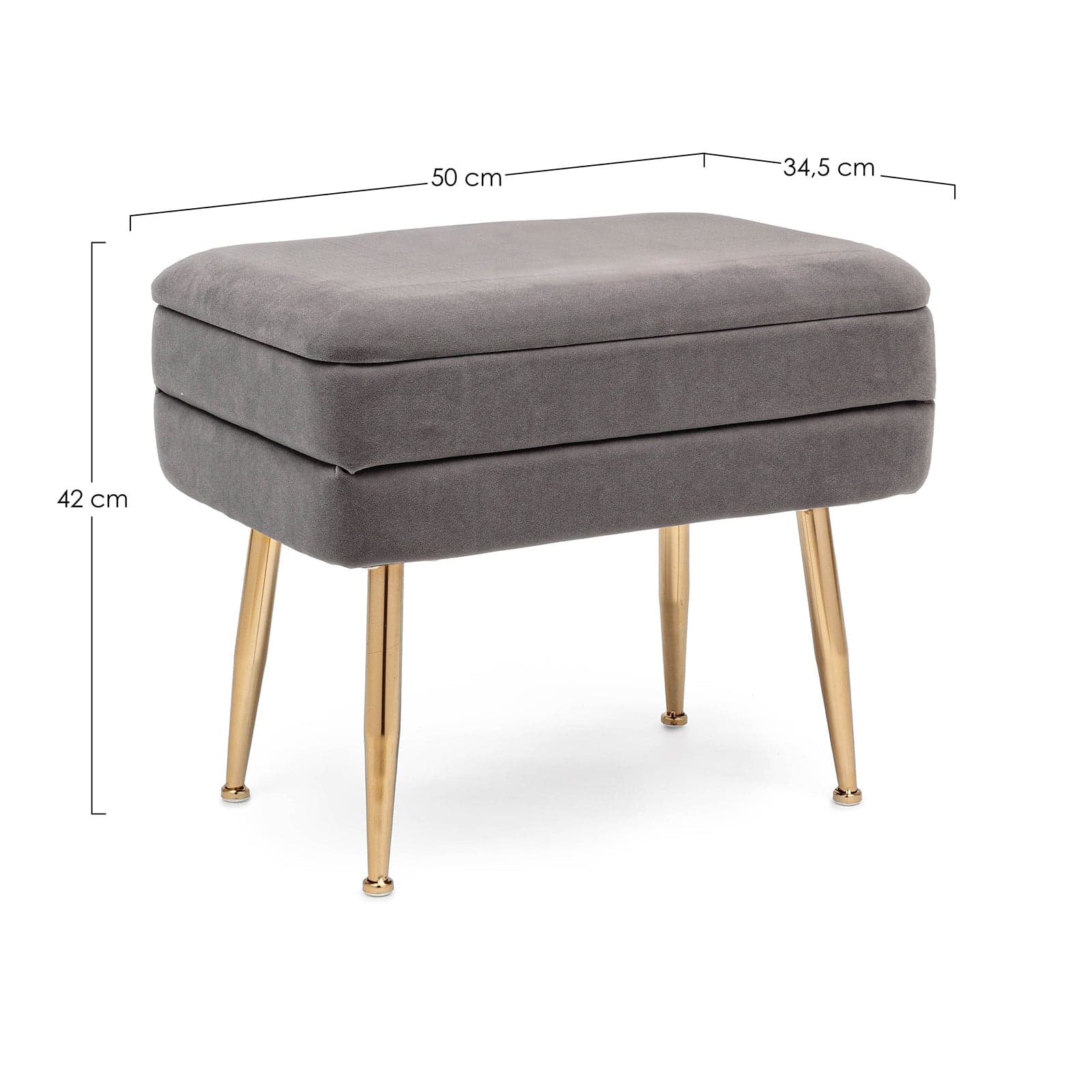 Panca singola contenitore in velluto "Pavlina" gambe in acciaio per camera da letto in Poltrone Decor Space - Altamura, commercioVirtuoso.it
