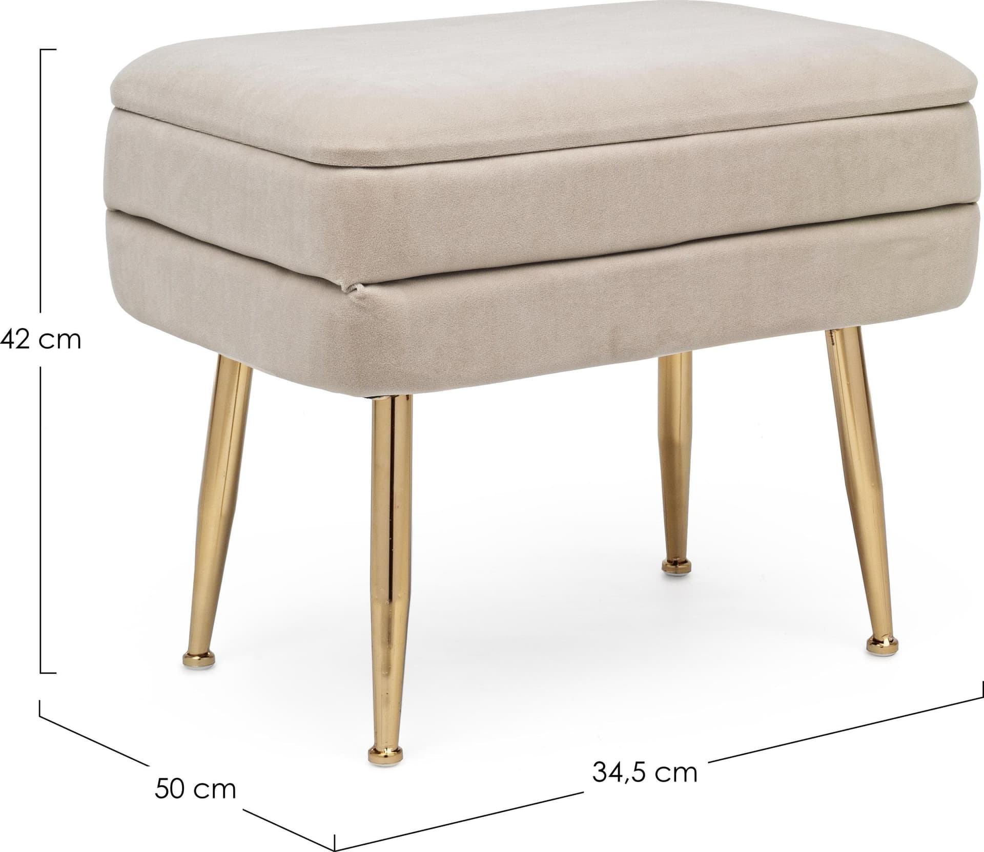 Panca singola contenitore in velluto "Pavlina" gambe in acciaio per camera da letto in Poltrone Decor Space - Altamura, commercioVirtuoso.it