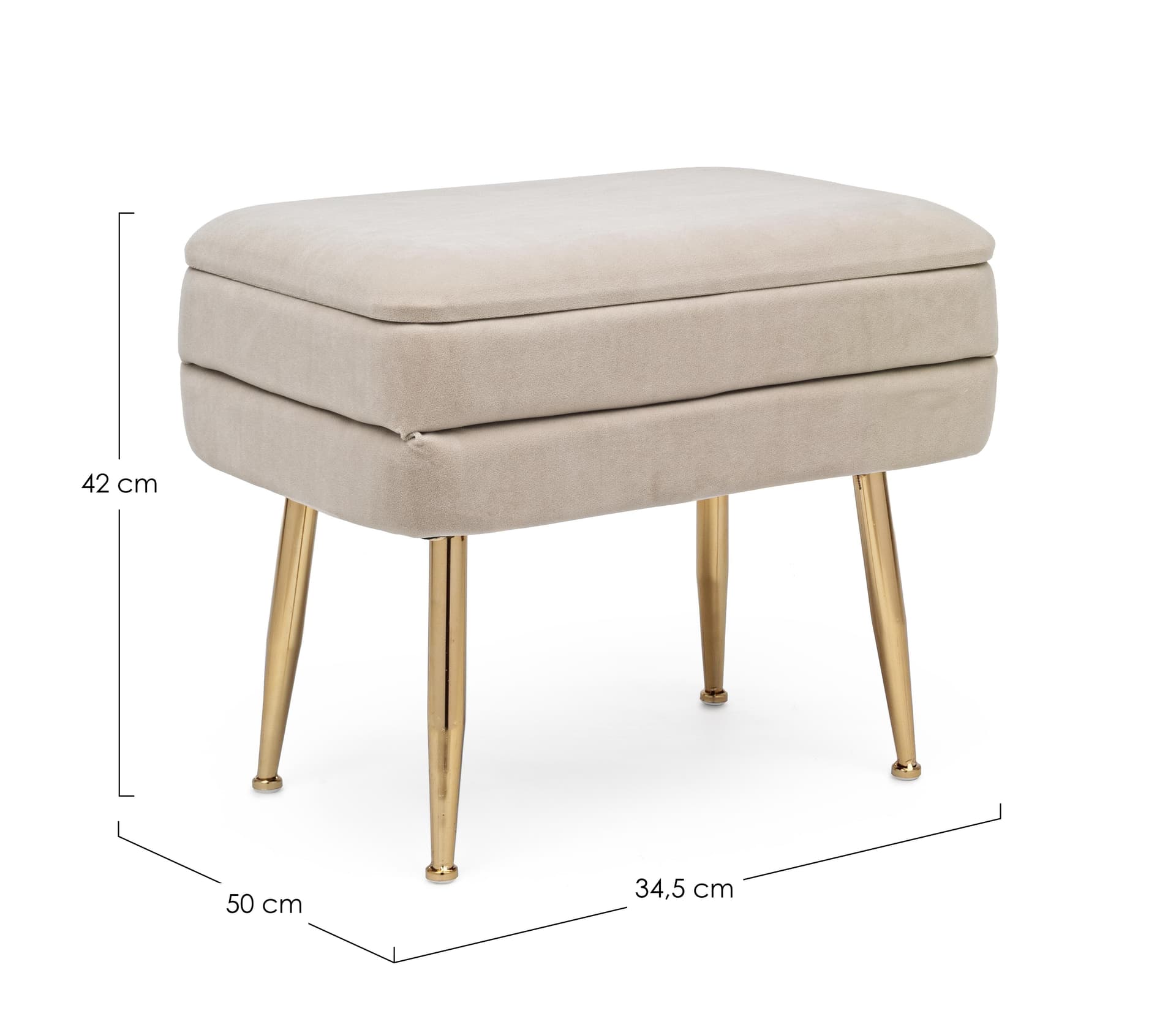 Panca singola contenitore in velluto "Pavlina" gambe in acciaio per camera da letto in Poltrone Decor Space - Altamura, commercioVirtuoso.it