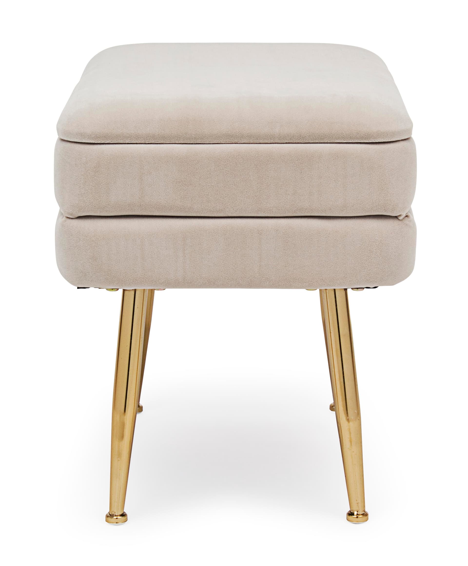 Panca singola contenitore in velluto "Pavlina" gambe in acciaio per camera da letto in Poltrone Decor Space - Altamura, commercioVirtuoso.it