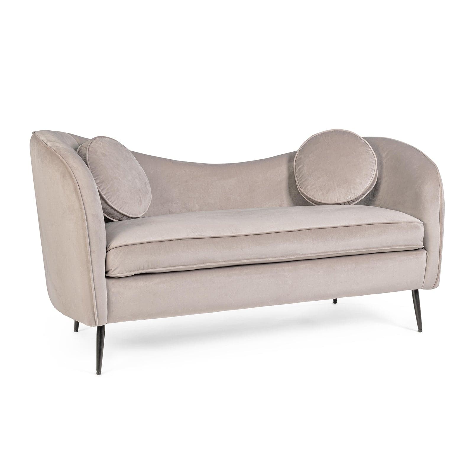 Divano in velluto Grigio chiaro 2 posti "Candis" con piedi neri 163 cm in Divani Decor Space - Altamura, commercioVirtuoso.it