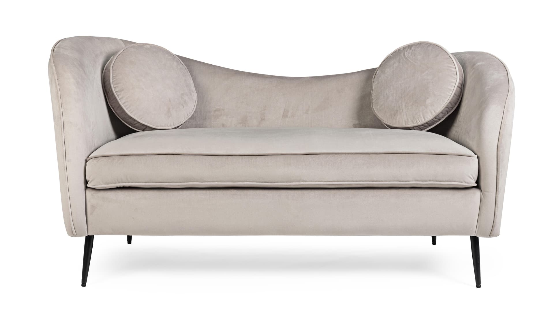 Divano in velluto Grigio chiaro 2 posti "Candis" con piedi neri 163 cm in Divani Decor Space - Altamura, commercioVirtuoso.it