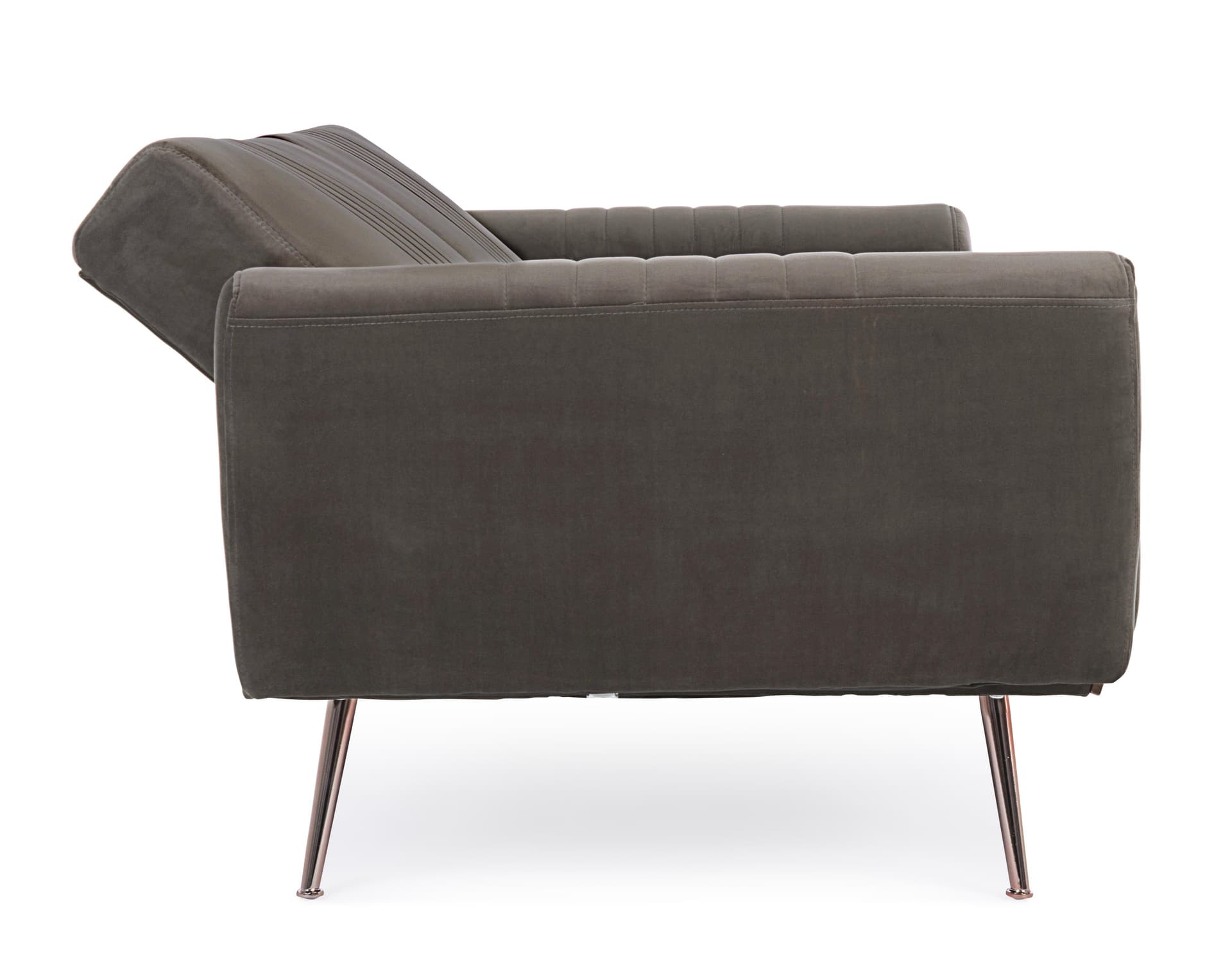 Divano letto in velluto tortora 3 posti "Johnny " con piedi e struttura Rame 210 cm in Divani Decor Space - Altamura, commercioVirtuoso.it